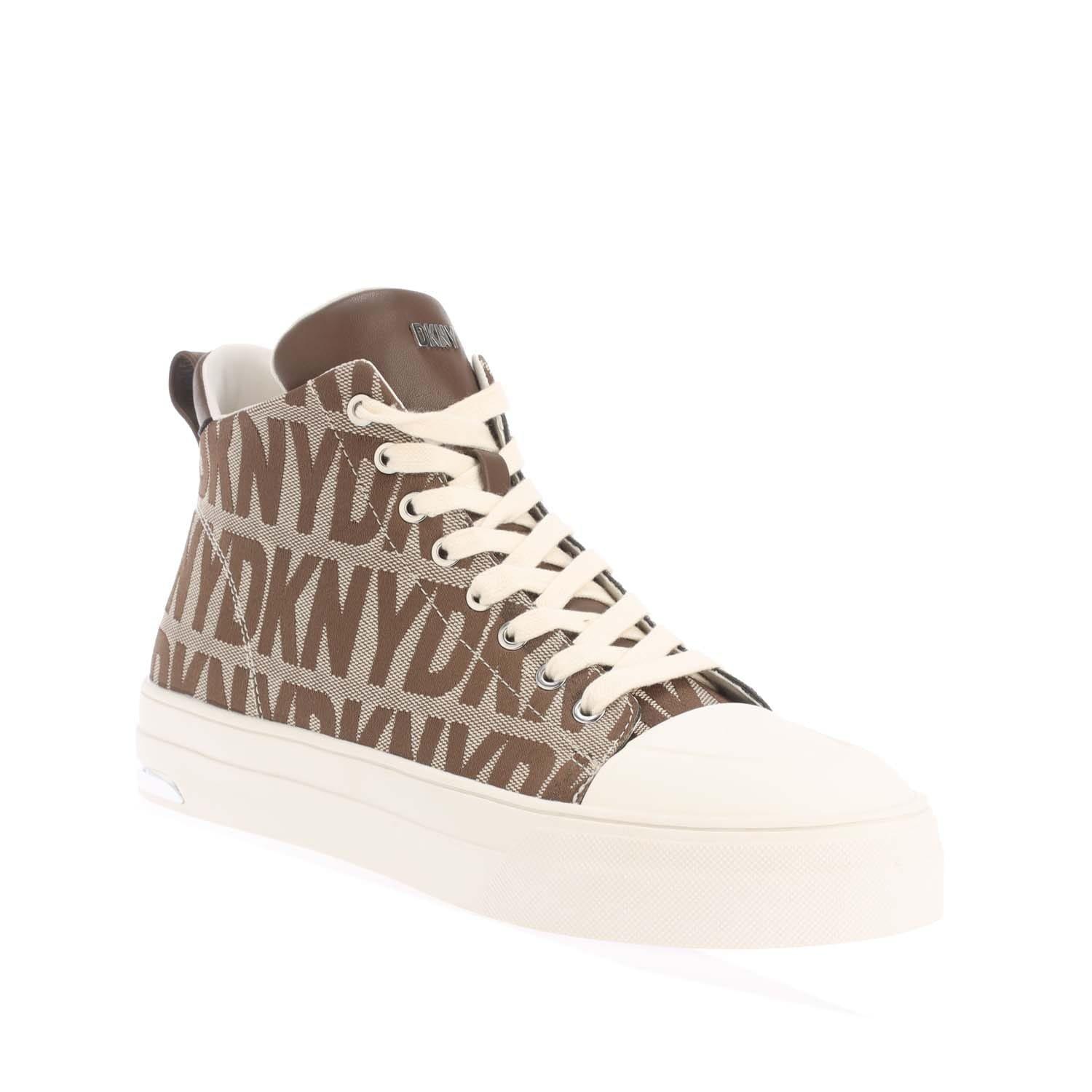Beige - DKNY - Yaser  Lace Up Mid Trainers - 2