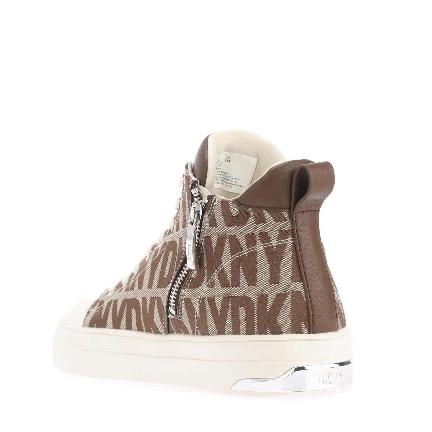 Beige - DKNY - Yaser  Lace Up Mid Trainers - 5