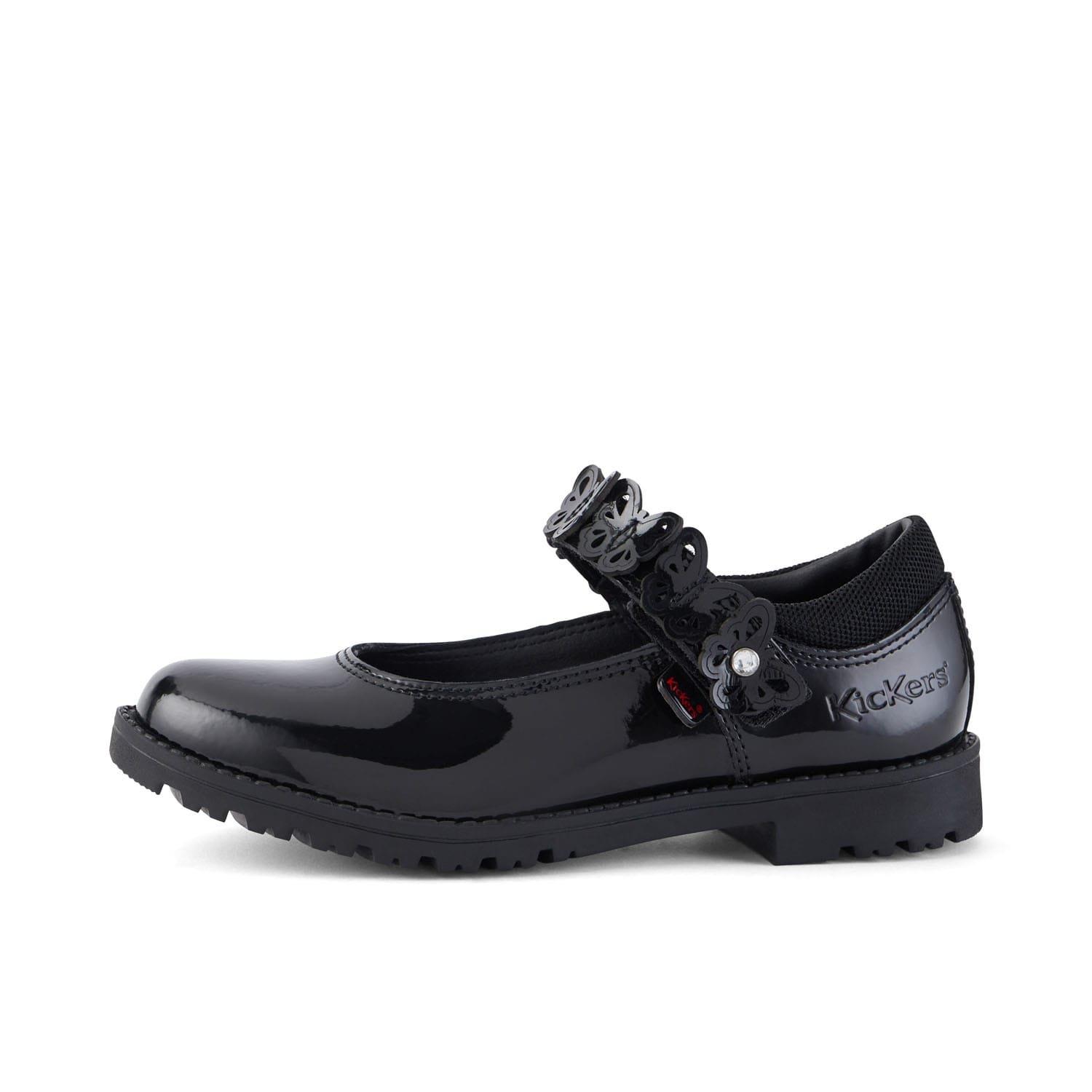 Black - Kickers - Kids Lachly Butterfly Patent Shoes - 2