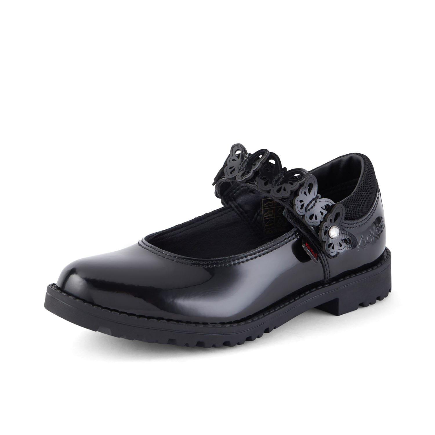 Black - Kickers - Kids Lachly Butterfly Patent Shoes - 5