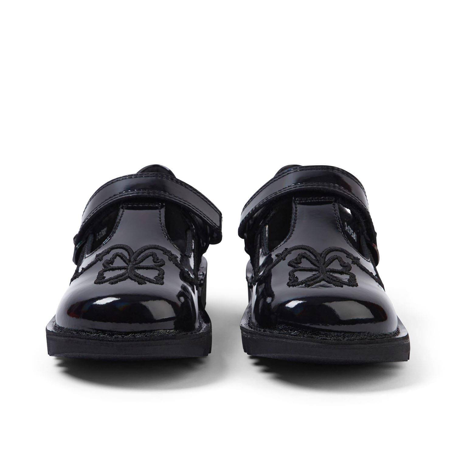 Black - Kickers - Kids Kick T Stardust Patent Shoe - 3