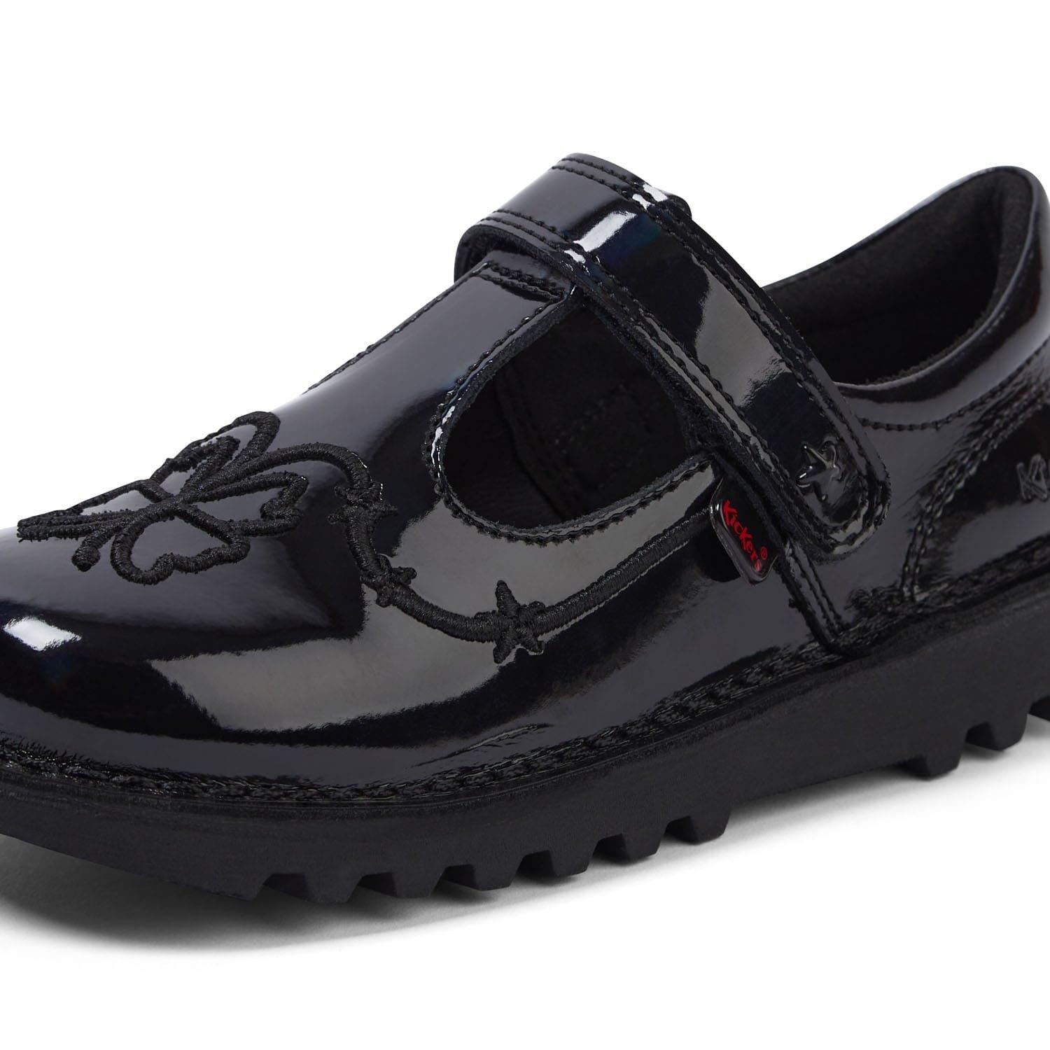 Black - Kickers - Kids Kick T Stardust Patent Shoe - 6