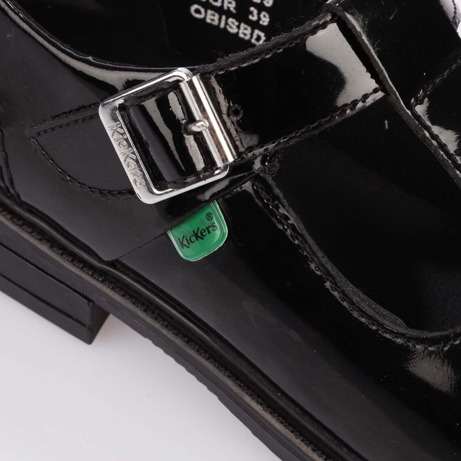 Black - Kickers - Lach T-Bar Patent Shoe - 5