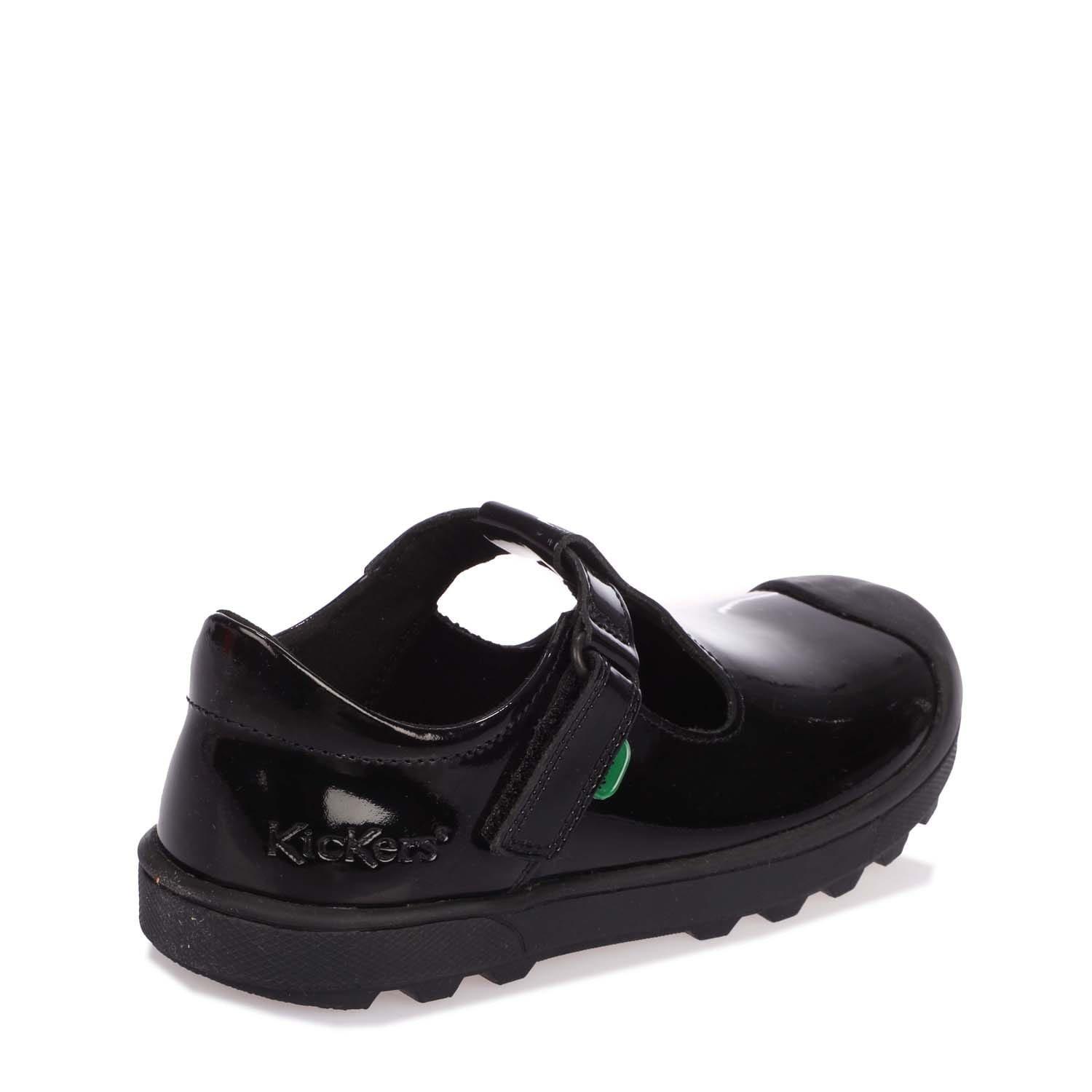 Black - Kickers - Childrens Plunk Patent Shoe - 2