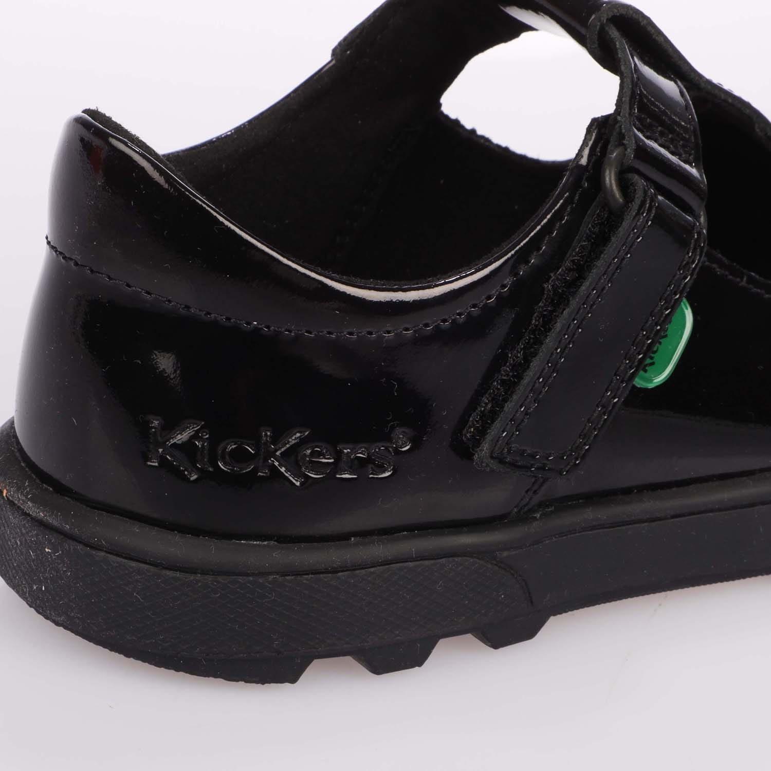 Black - Kickers - Childrens Plunk Patent Shoe - 4