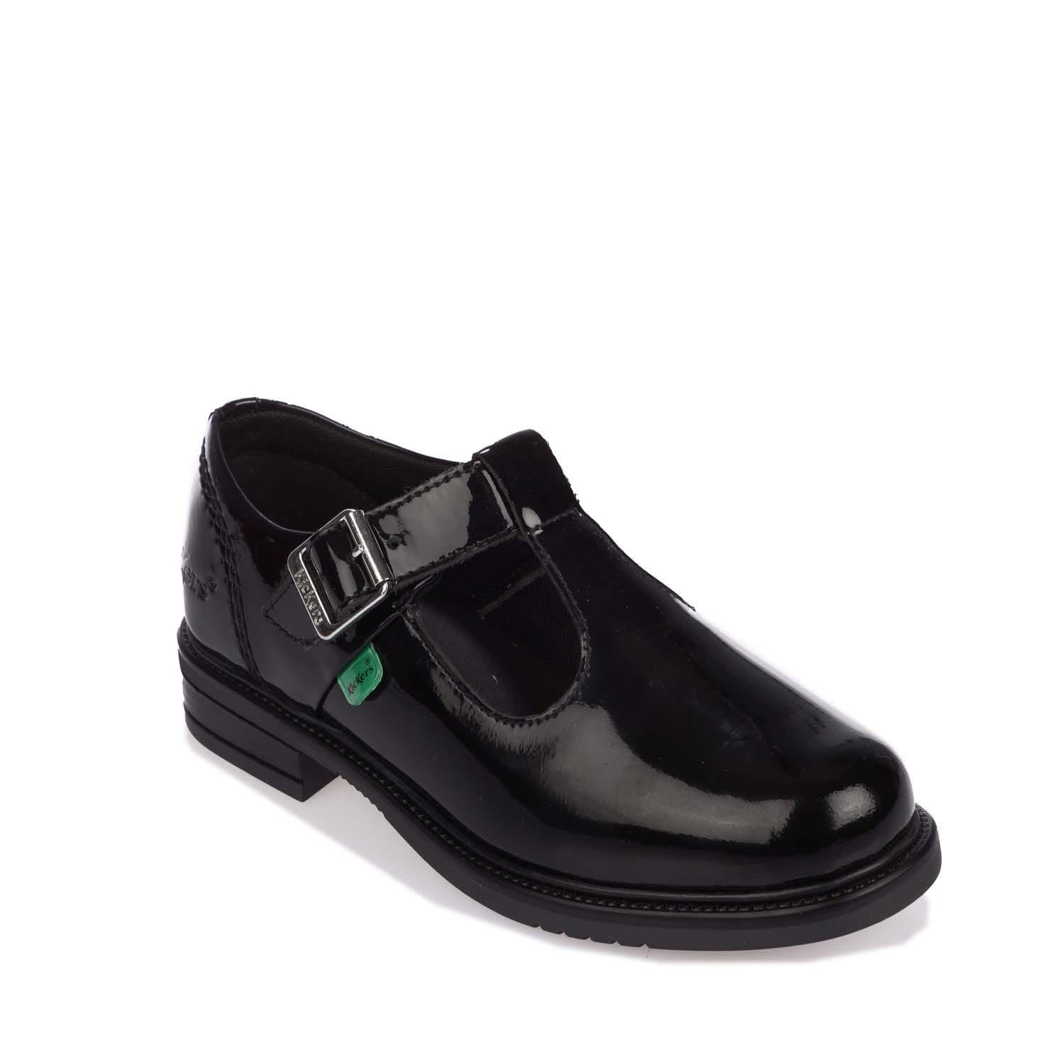 Black - Kickers - Childrens Lach T Bar Patent Shoe - 2