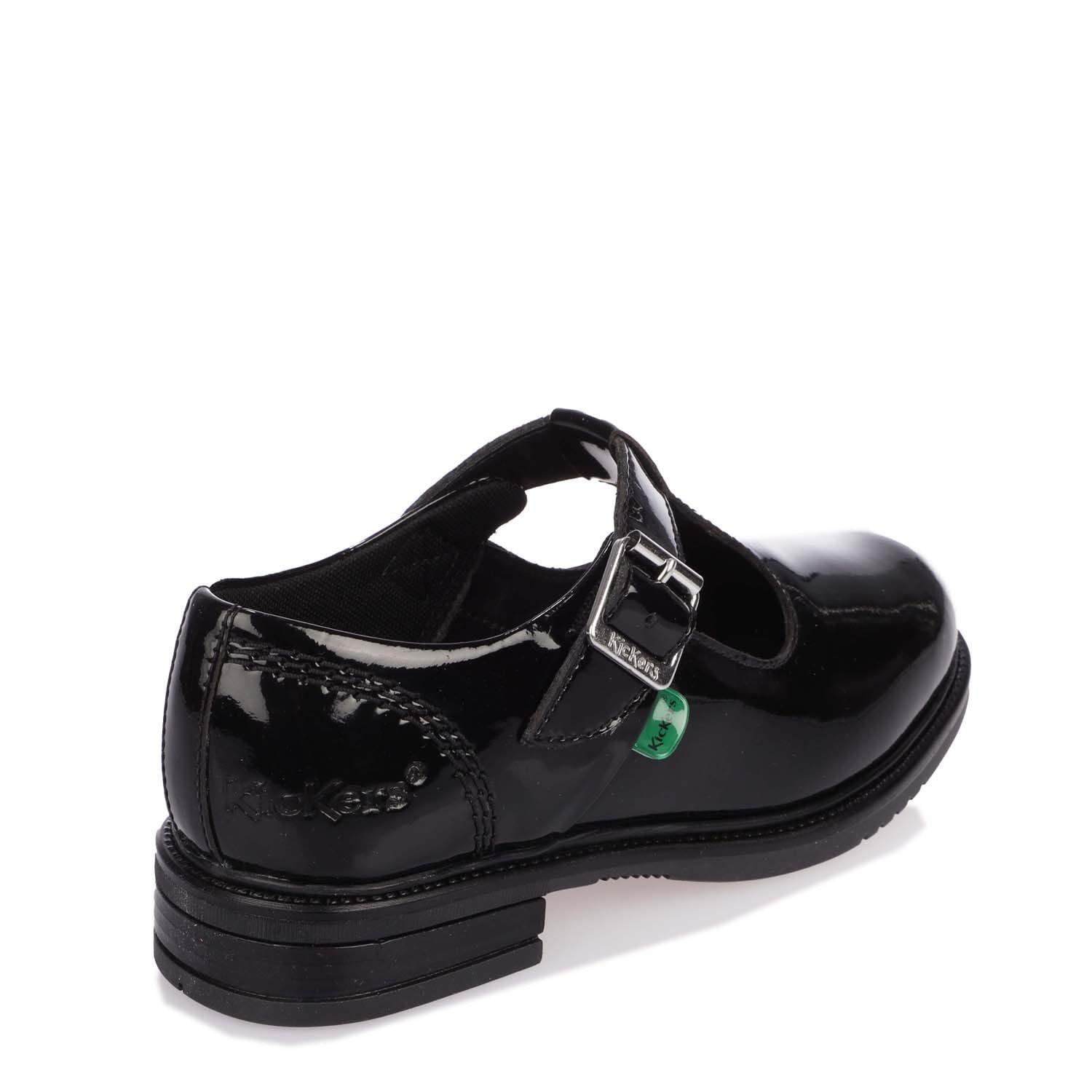 Black - Kickers - Childrens Lach T Bar Patent Shoe - 3