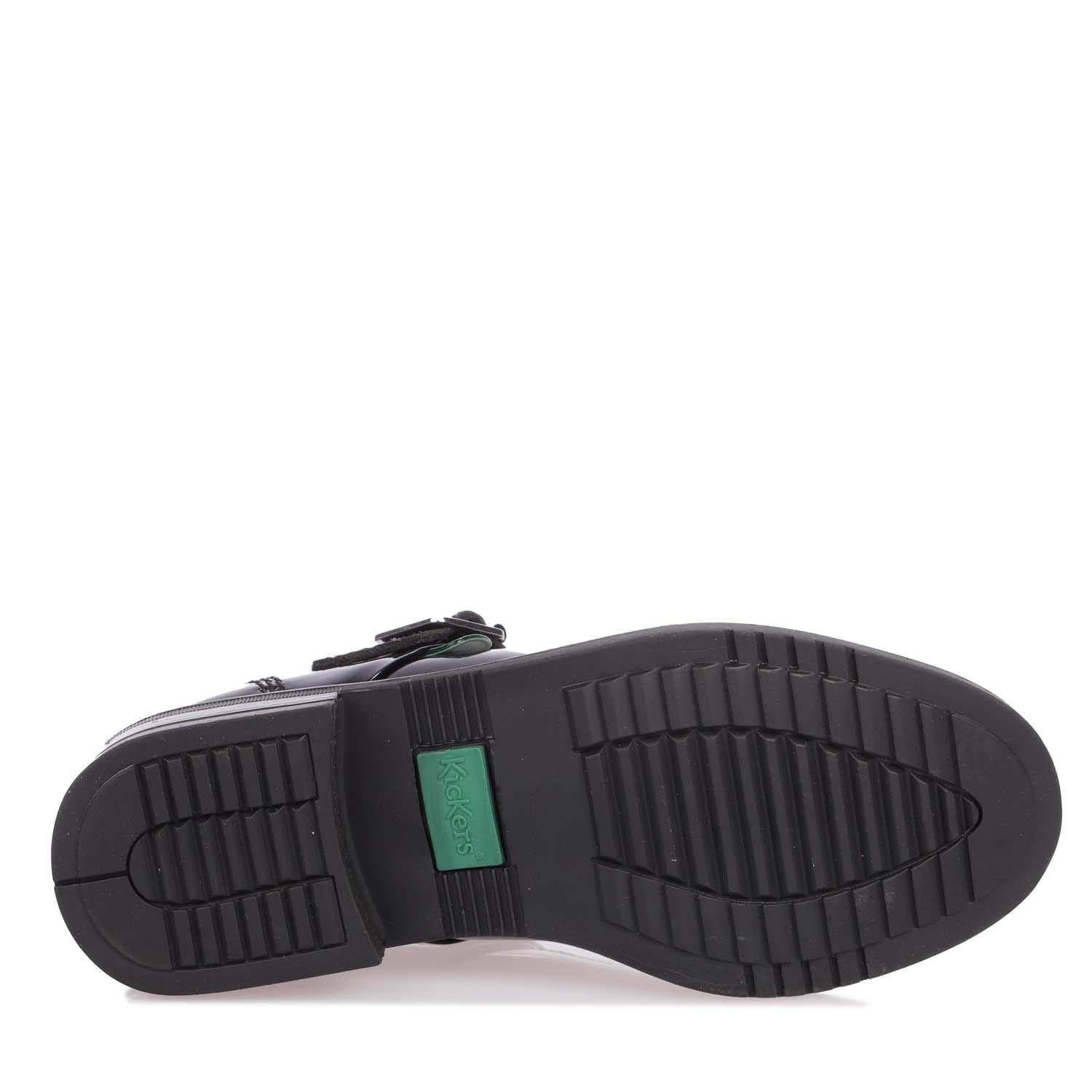 Black - Kickers - Childrens Lach T Bar Patent Shoe - 4