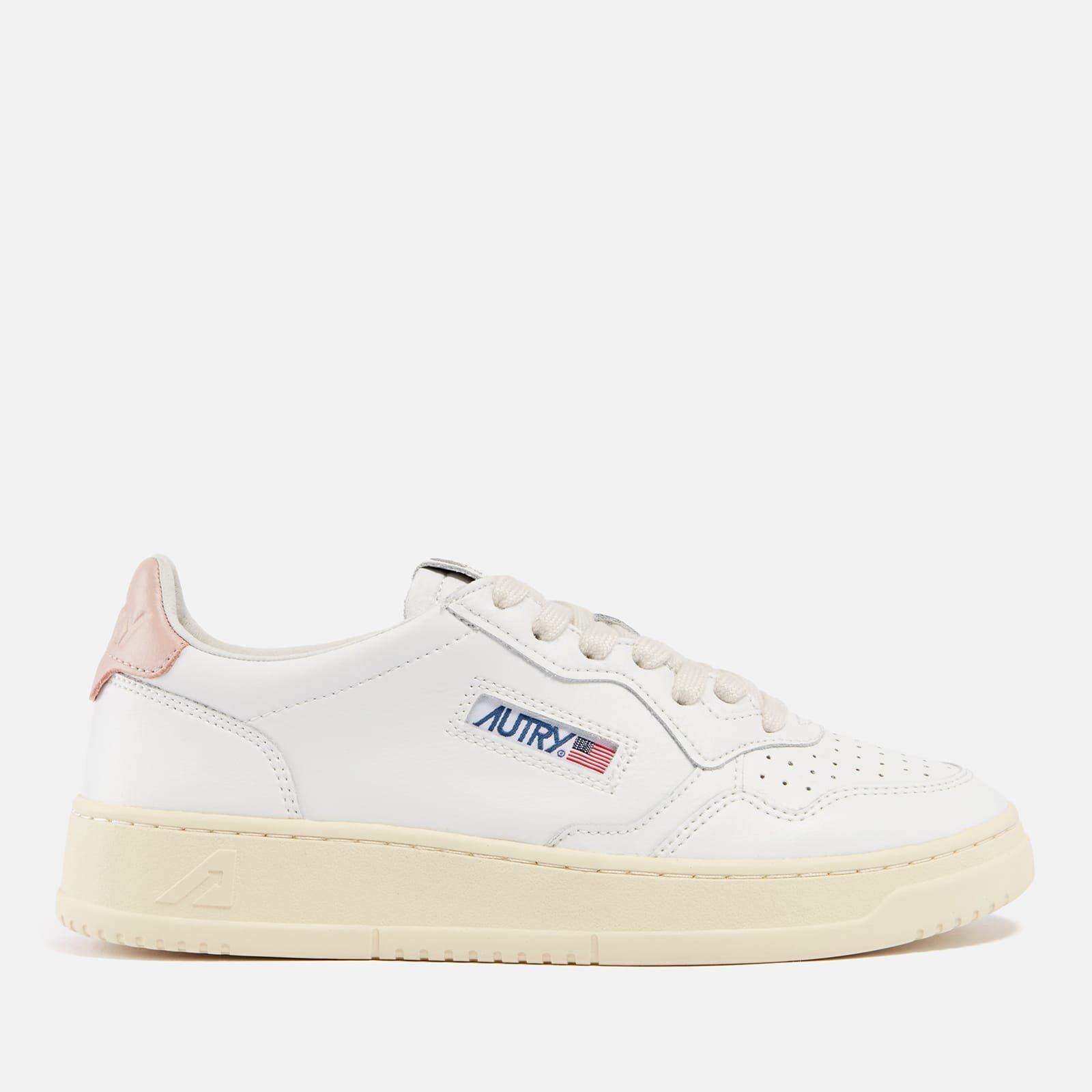 Autry Women's Medalist Leather Court Trainers - White Pink - UK 4