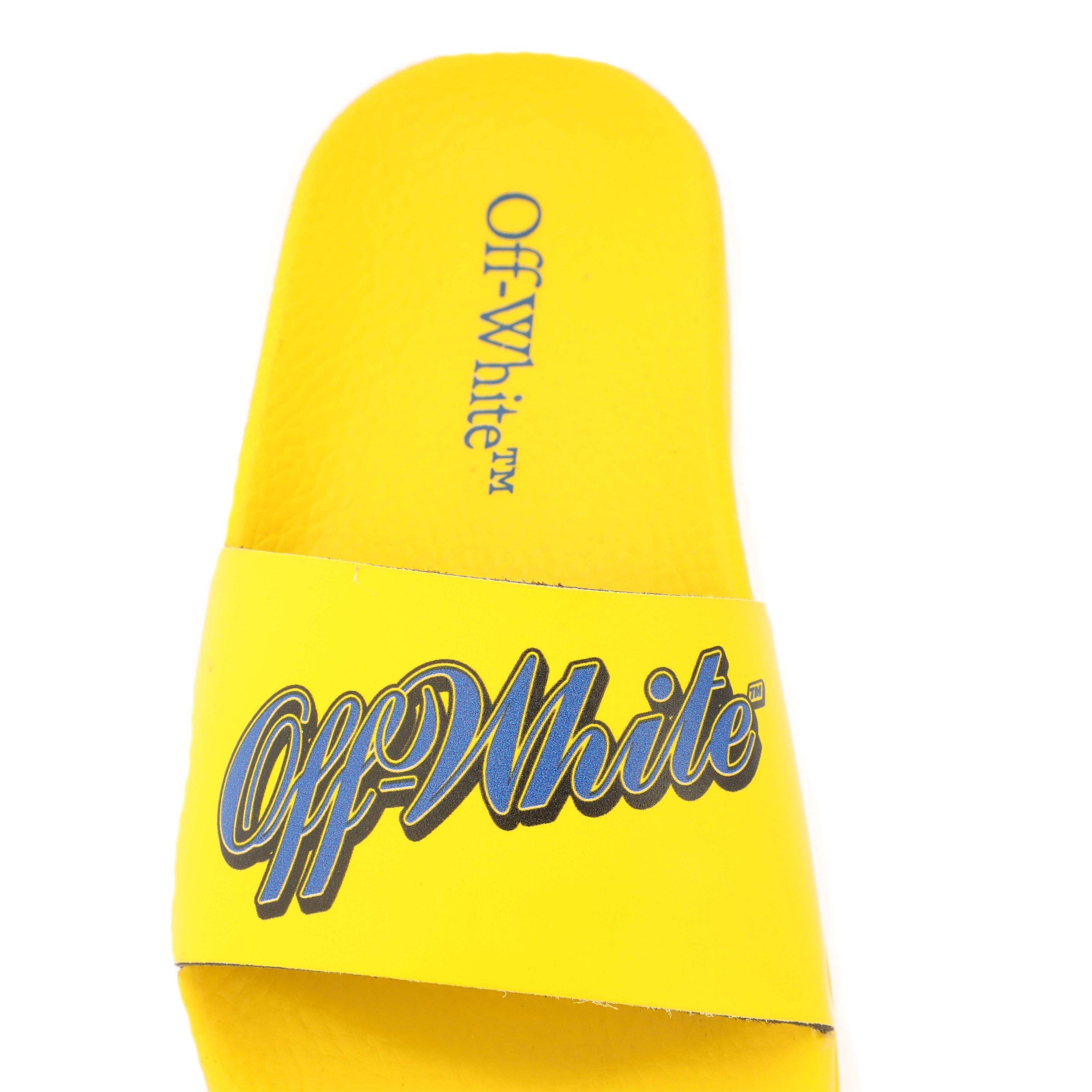 Yellow Blue - Off White - Pool Sliders - 5