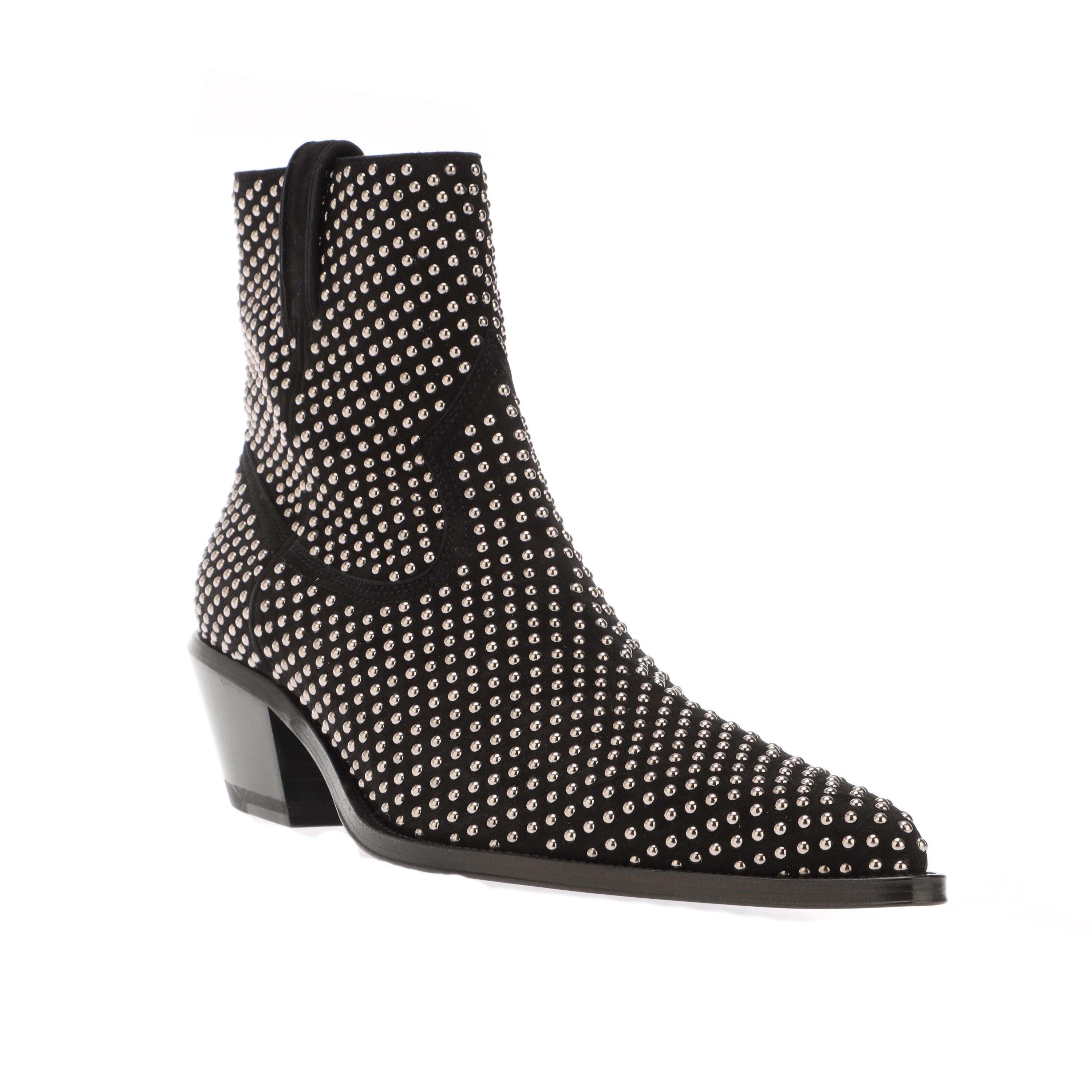 Black Silver - Off White - Stud Texas Ankle Boots - 2