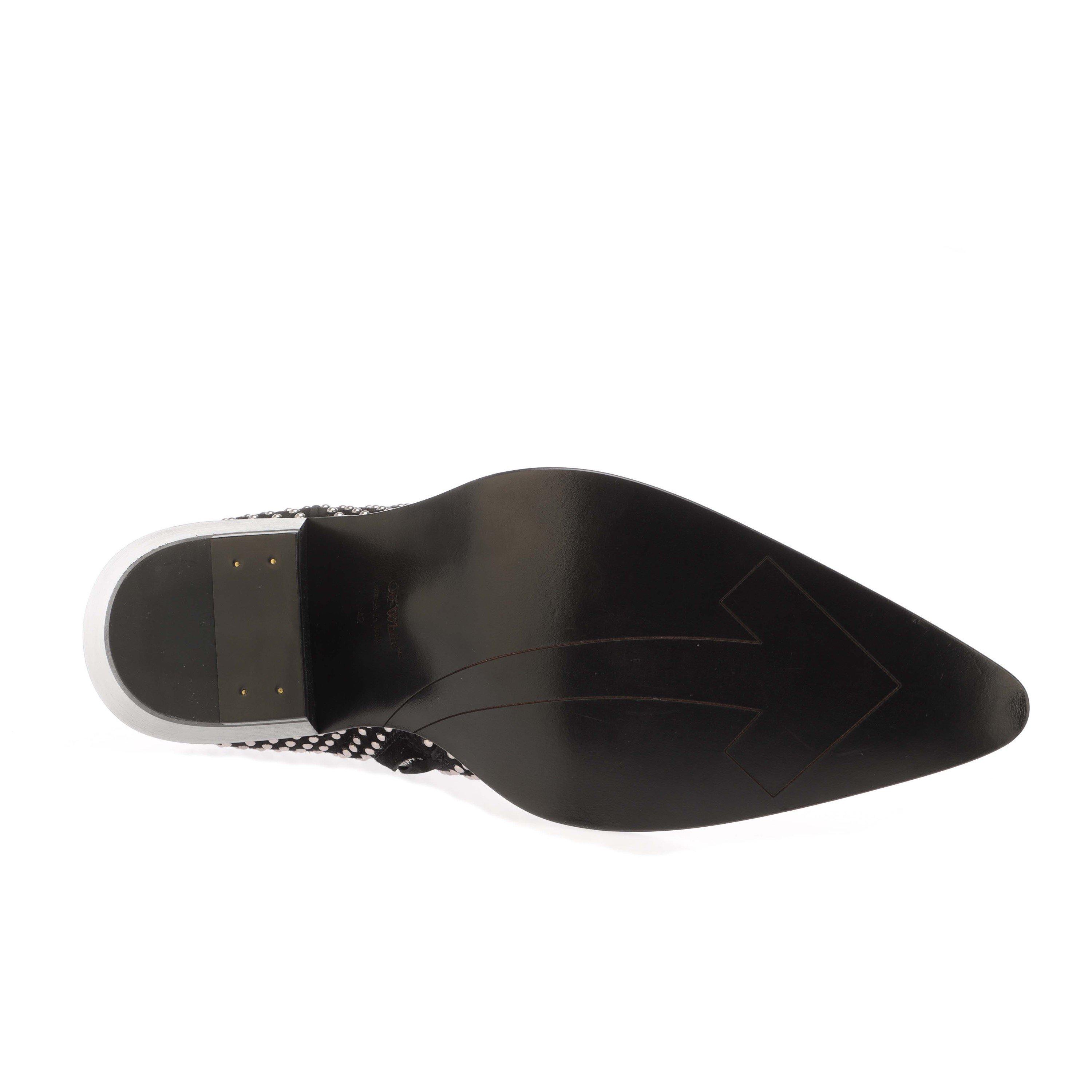 Black Silver - Off White - Stud Texas Ankle Boots - 4