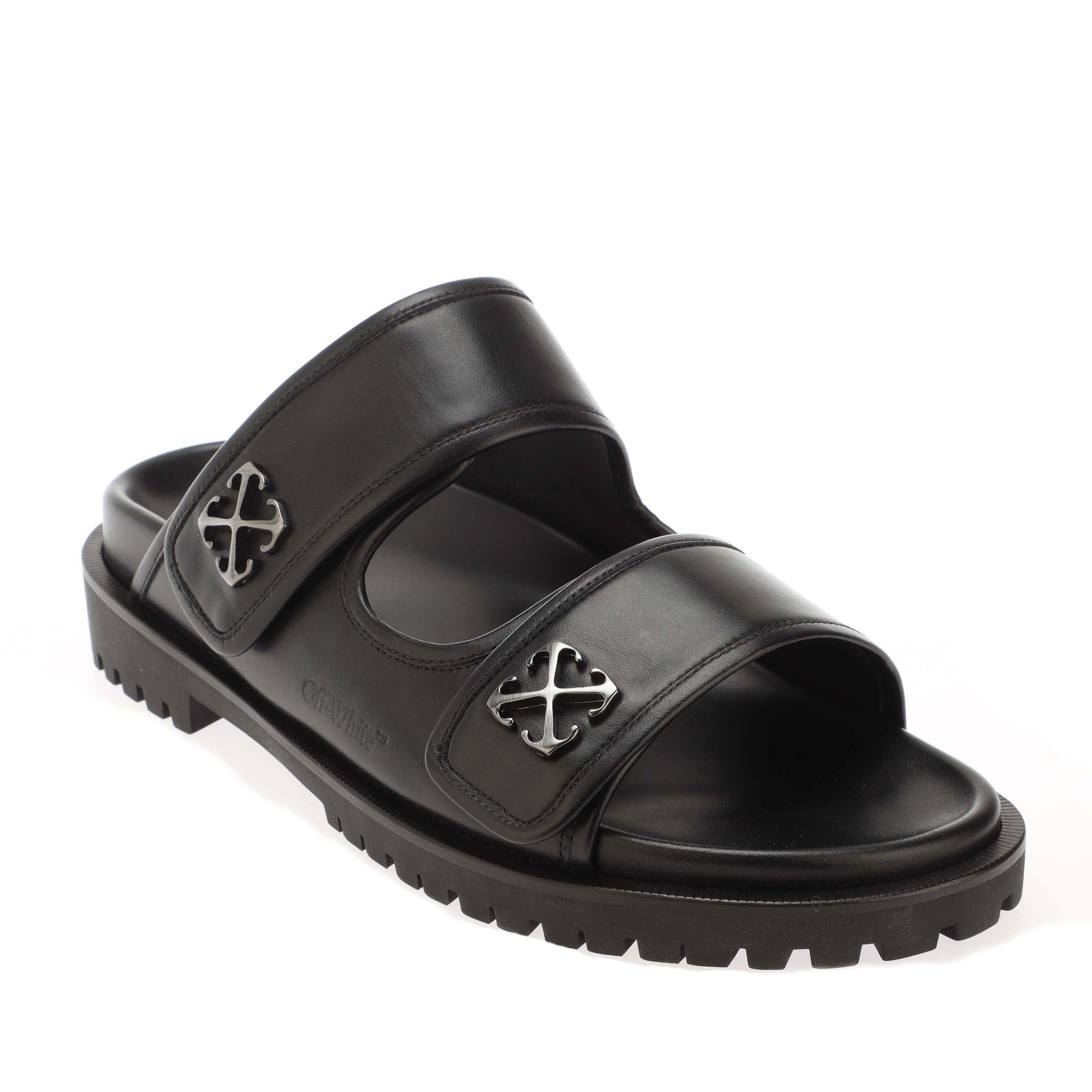 Black Silver - Off White - Metal Arrow Sandals - 2