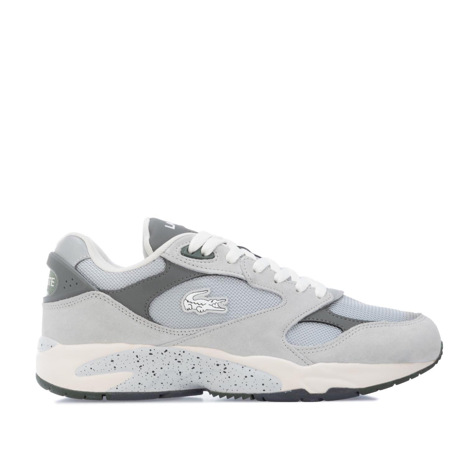 Grey - Lacoste - Storm 96 Vintage Leather Trainers - 1
