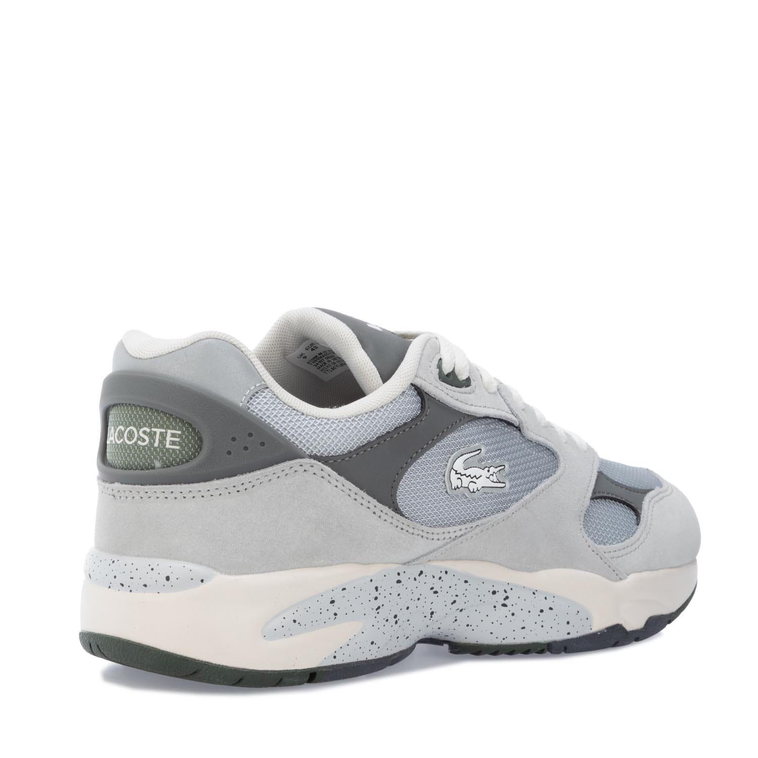 Grey - Lacoste - Storm 96 Vintage Leather Trainers - 3