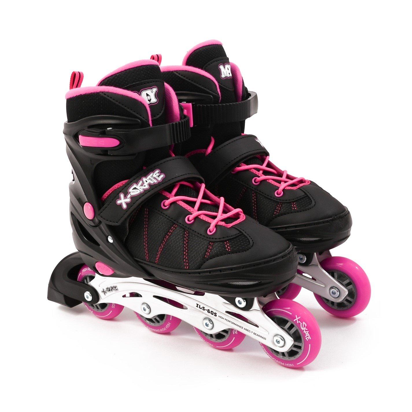 Planet Direct Boys M.y X-Skate Adjustable Inline Roller Skates With B - Pink - Medium