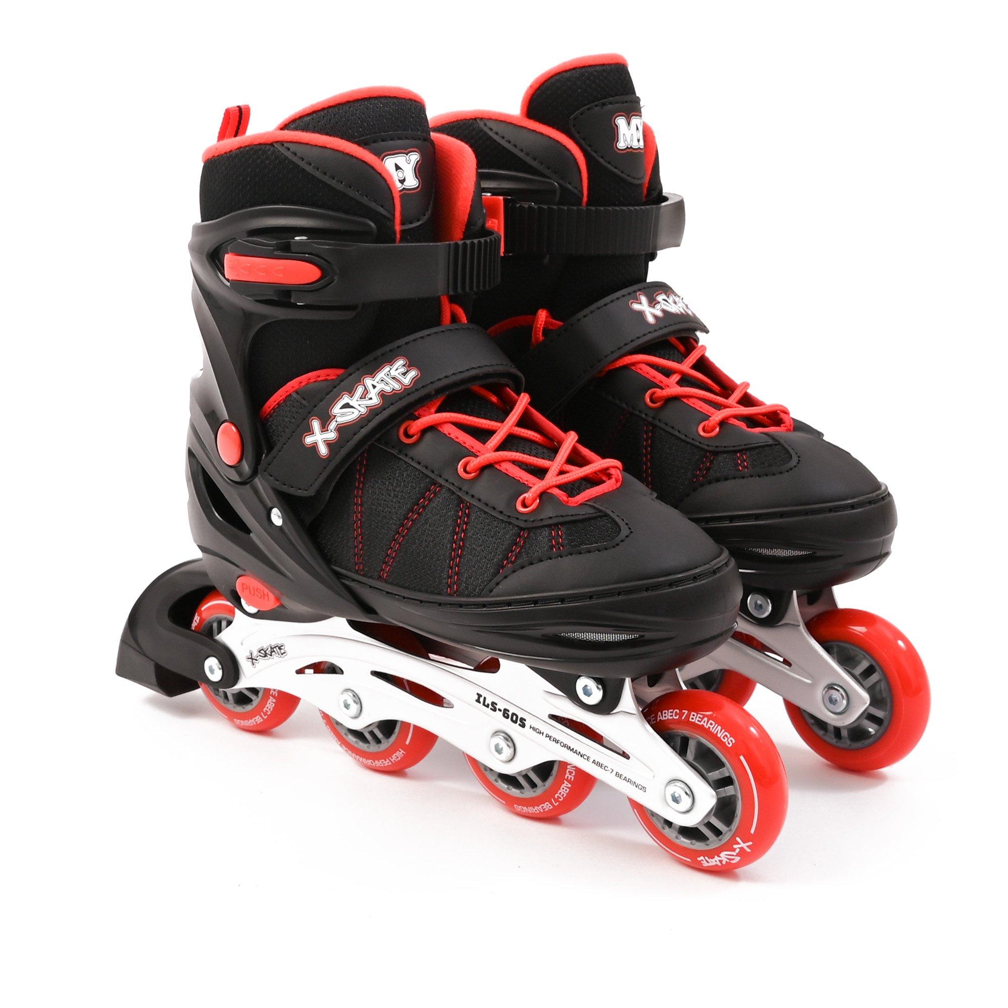 Planet Direct Boys M.y X-Skate Adjustable Inline Roller Skates With B - Red - Medium