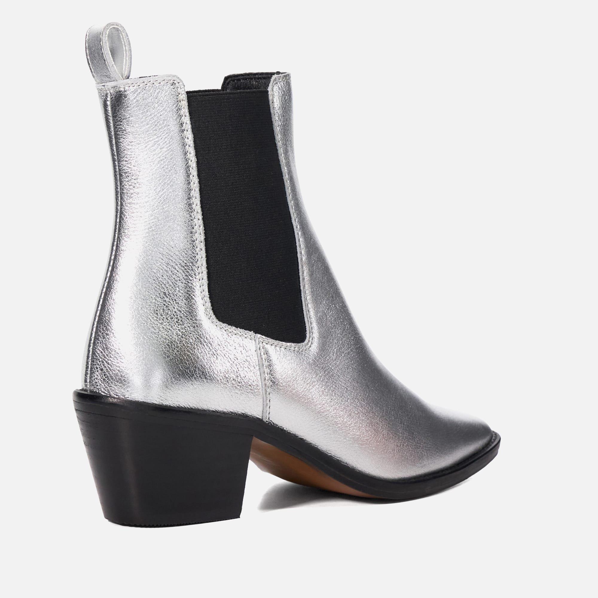 Silver - Dune London - Pexas Leather Western Chelsea Boots - 4