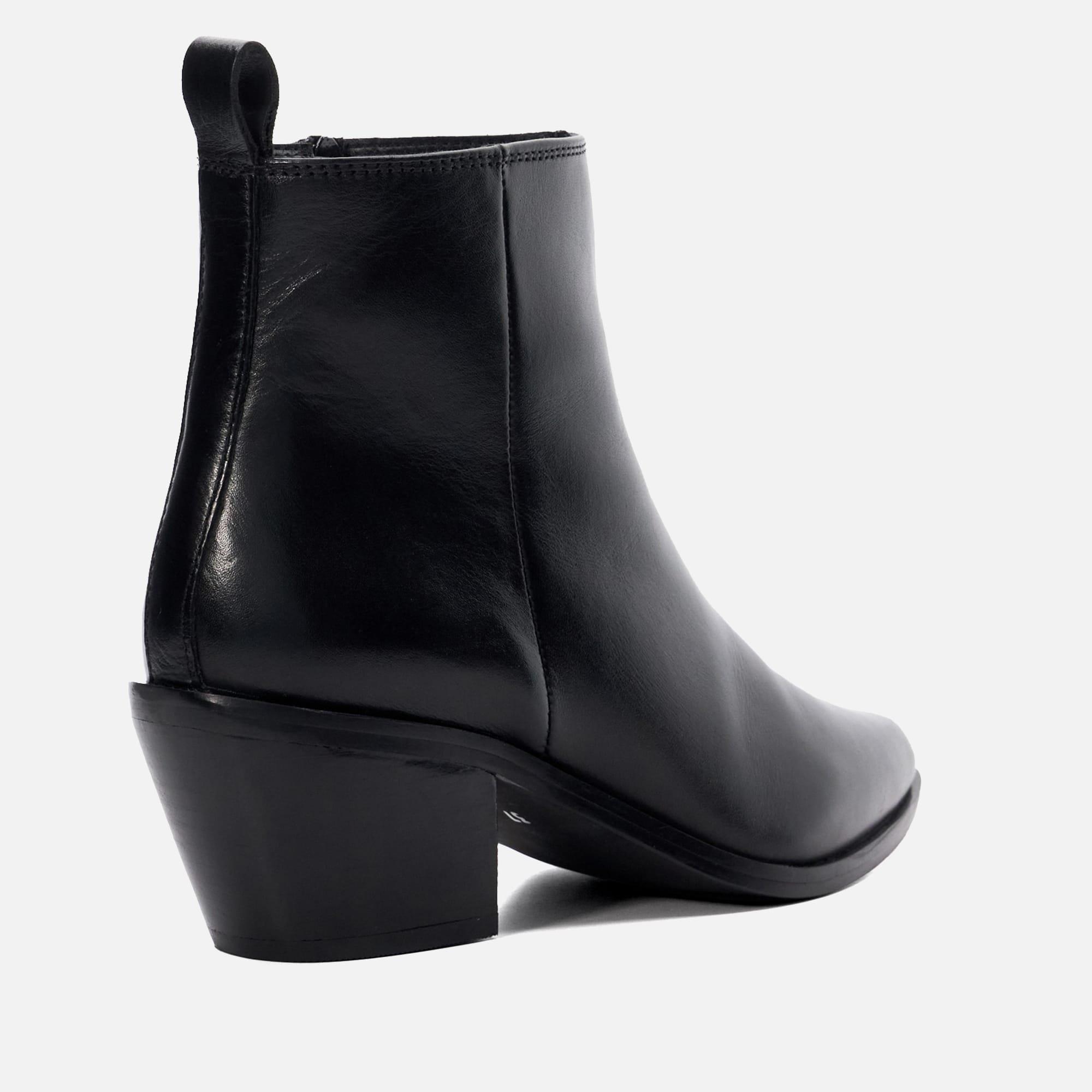 Black - Dune London - Papz Leather Western Ankle Boots - 4