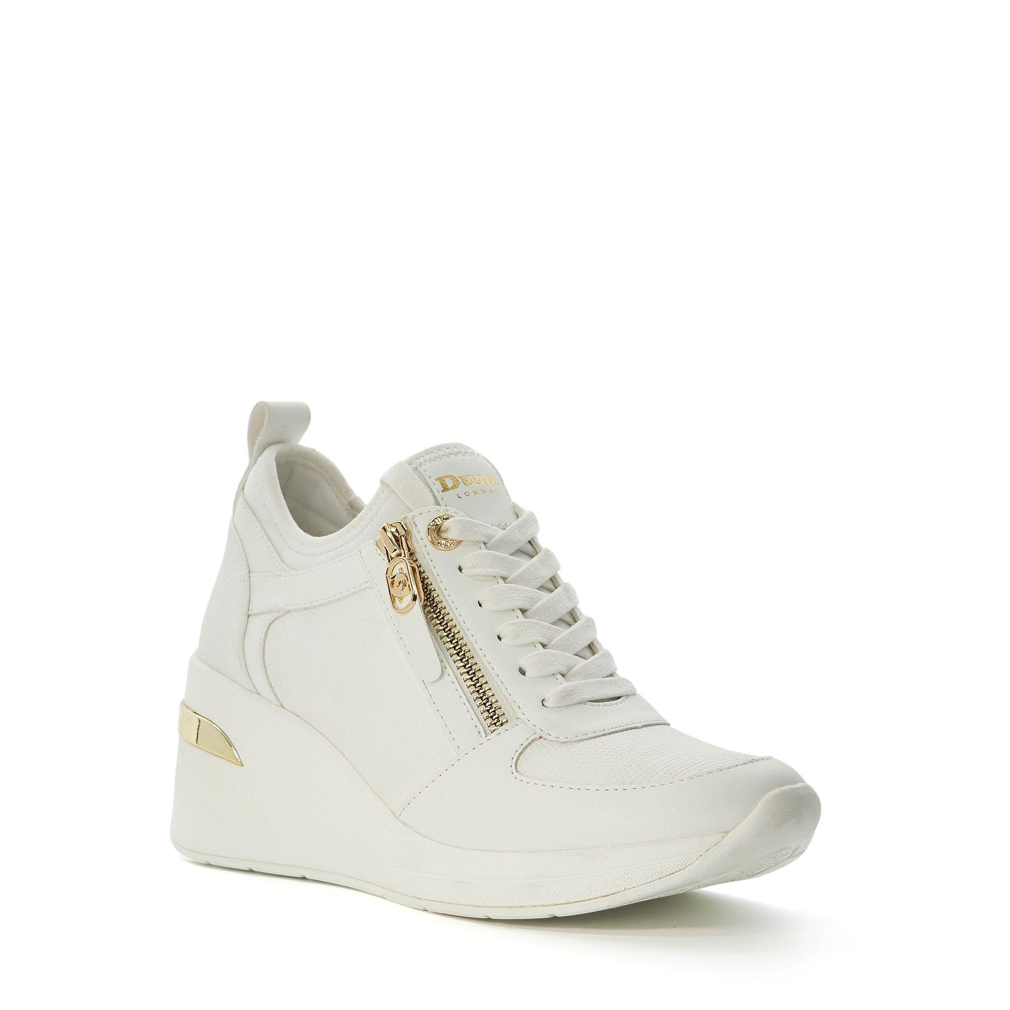 White - Dune London - Eilin Wedge Lace Up Trainers - 2