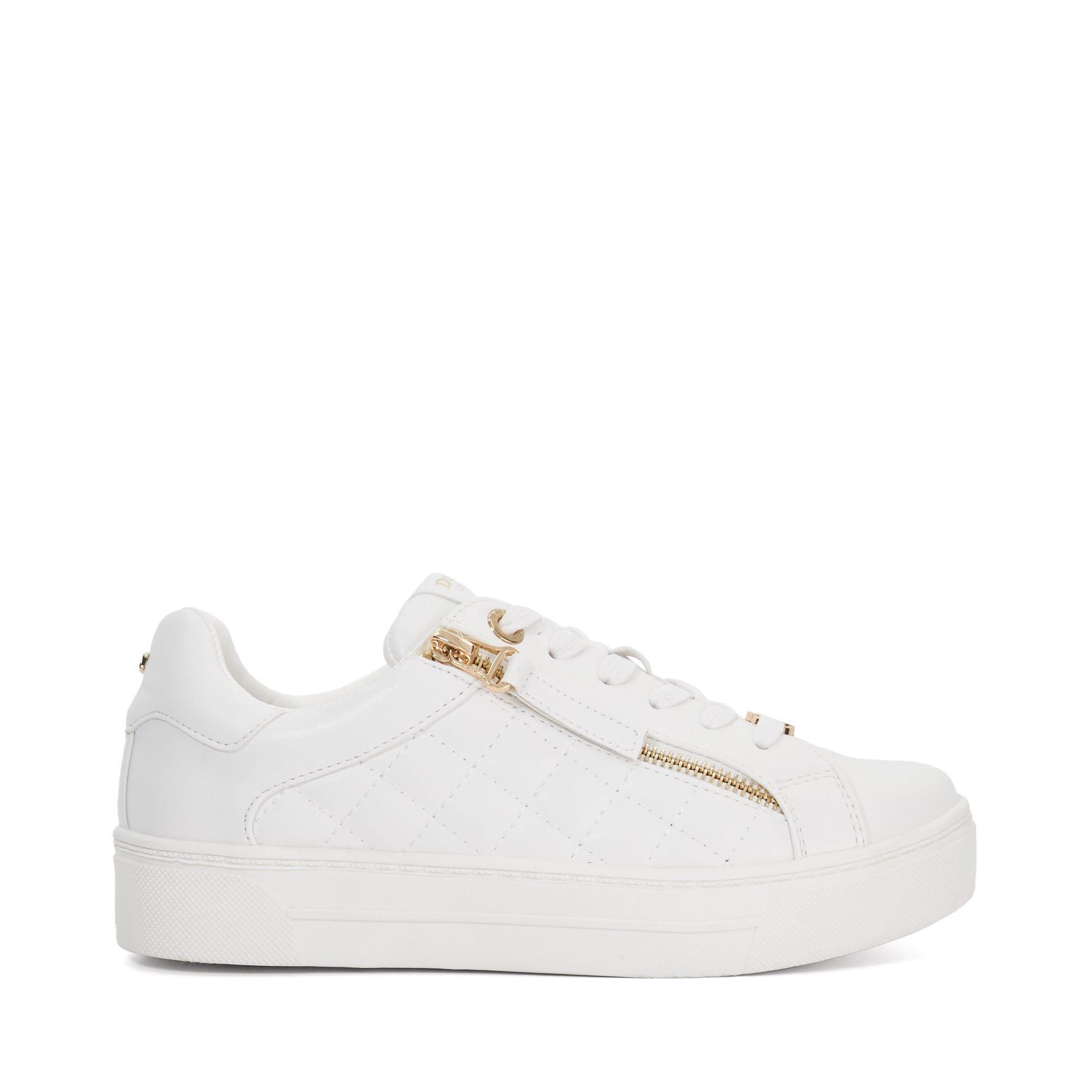 White - Dune London - Eisel Quilted Flatform Lace Up Trainers - 1