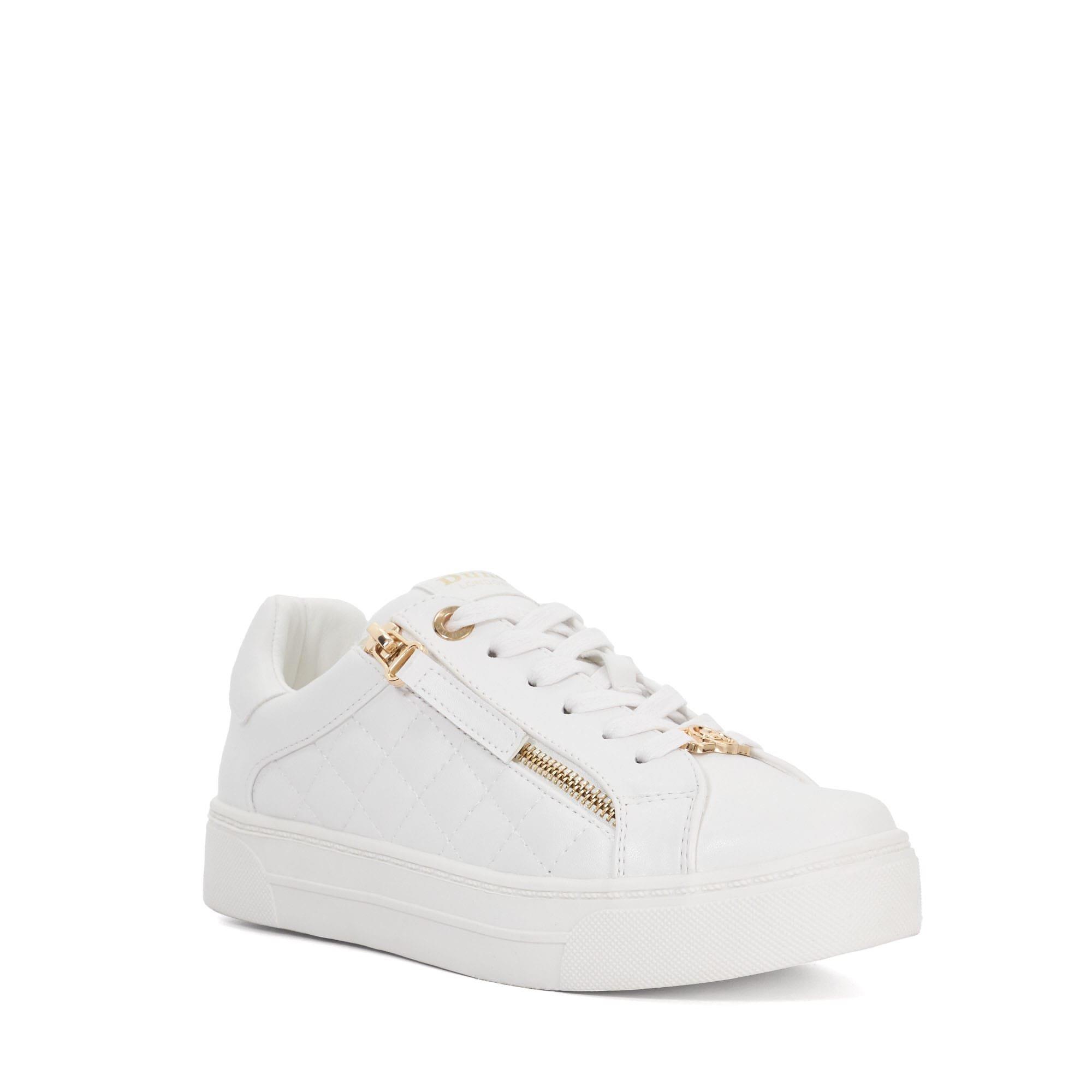White - Dune London - Eisel Quilted Flatform Lace Up Trainers - 2