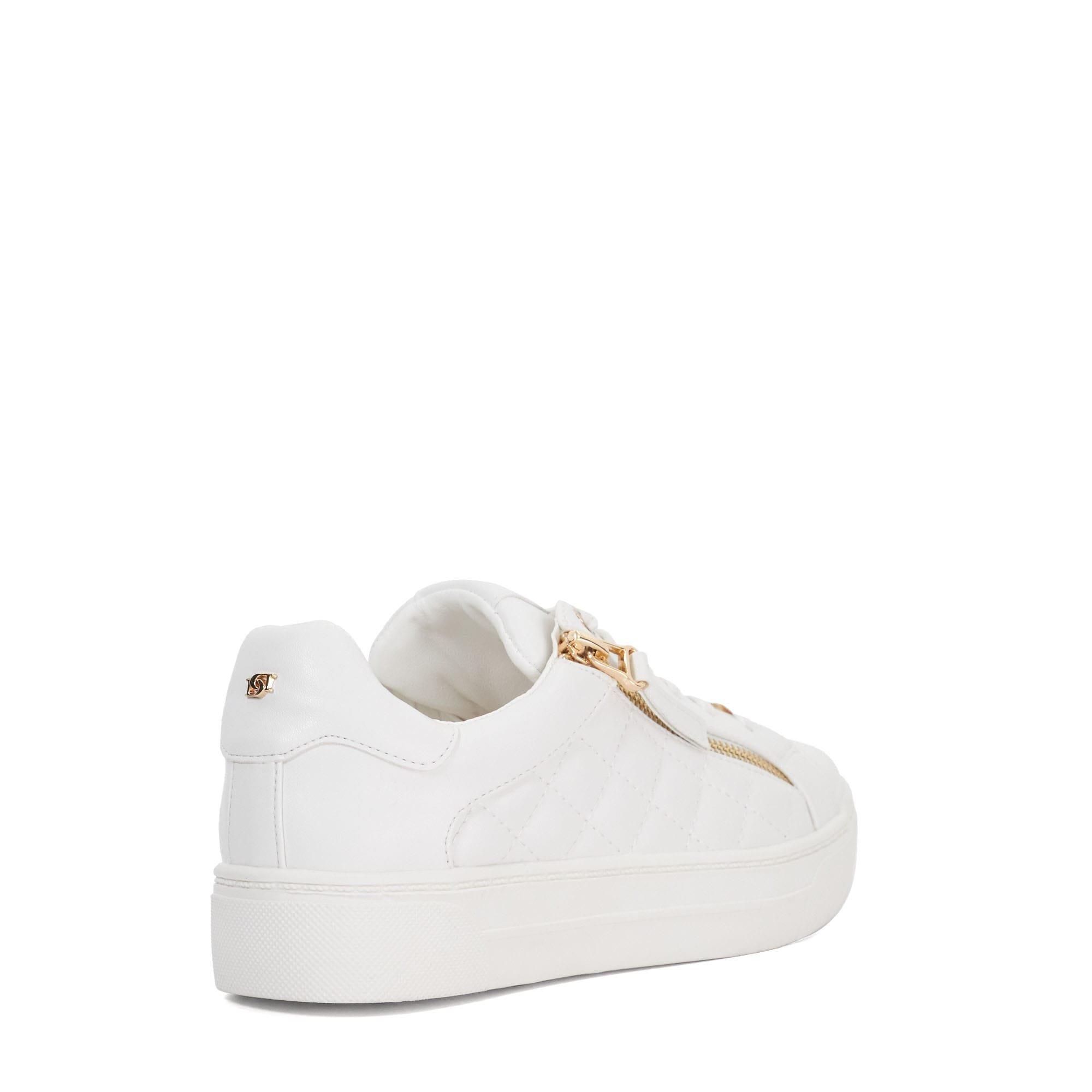 White - Dune London - Eisel Quilted Flatform Lace Up Trainers - 3
