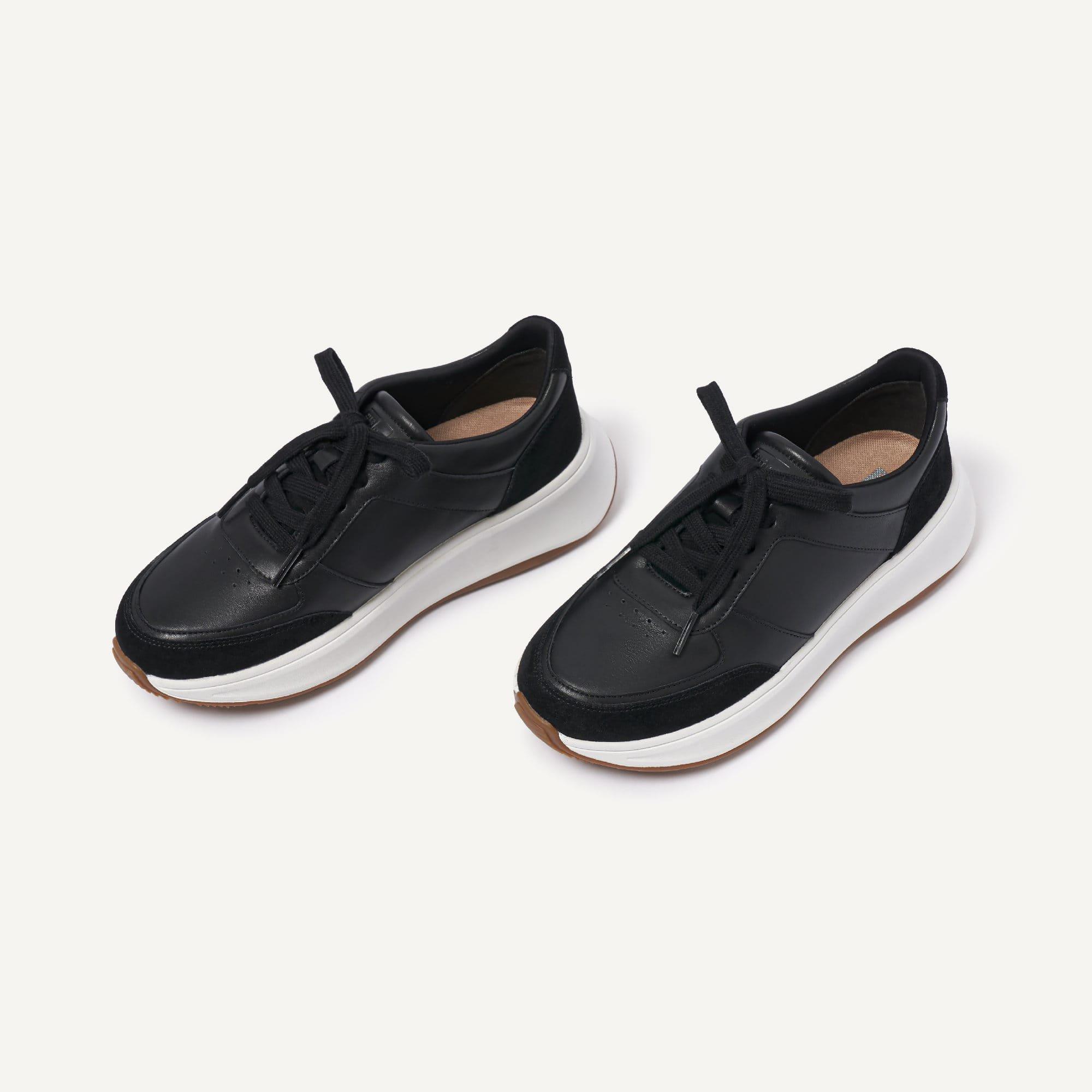 Black - Fitflop - F-Mode Leather/Suede Flatform Trainers - 4