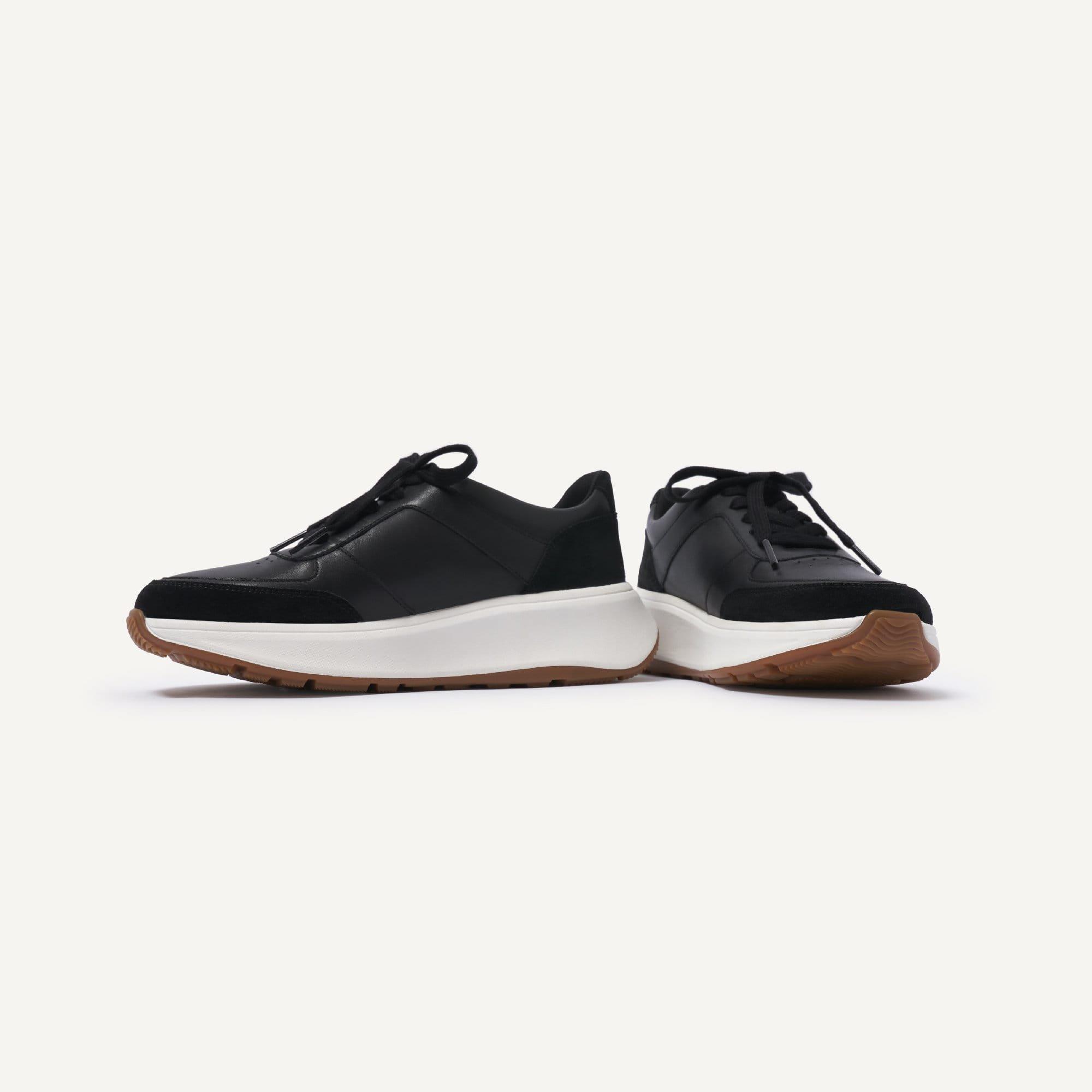 Black - Fitflop - F-Mode Leather/Suede Flatform Trainers - 7