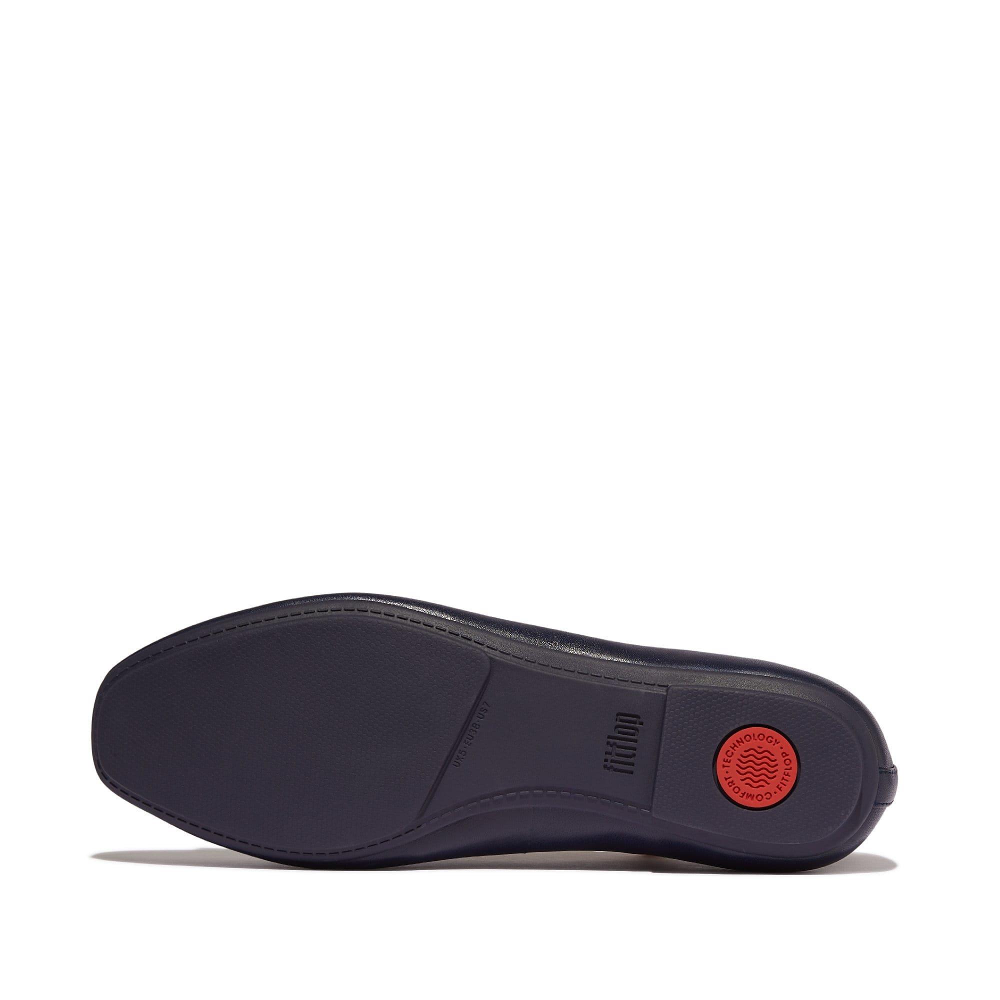 Navy - Fitflop - Delicato Bow Soft Leather Slippers - 4