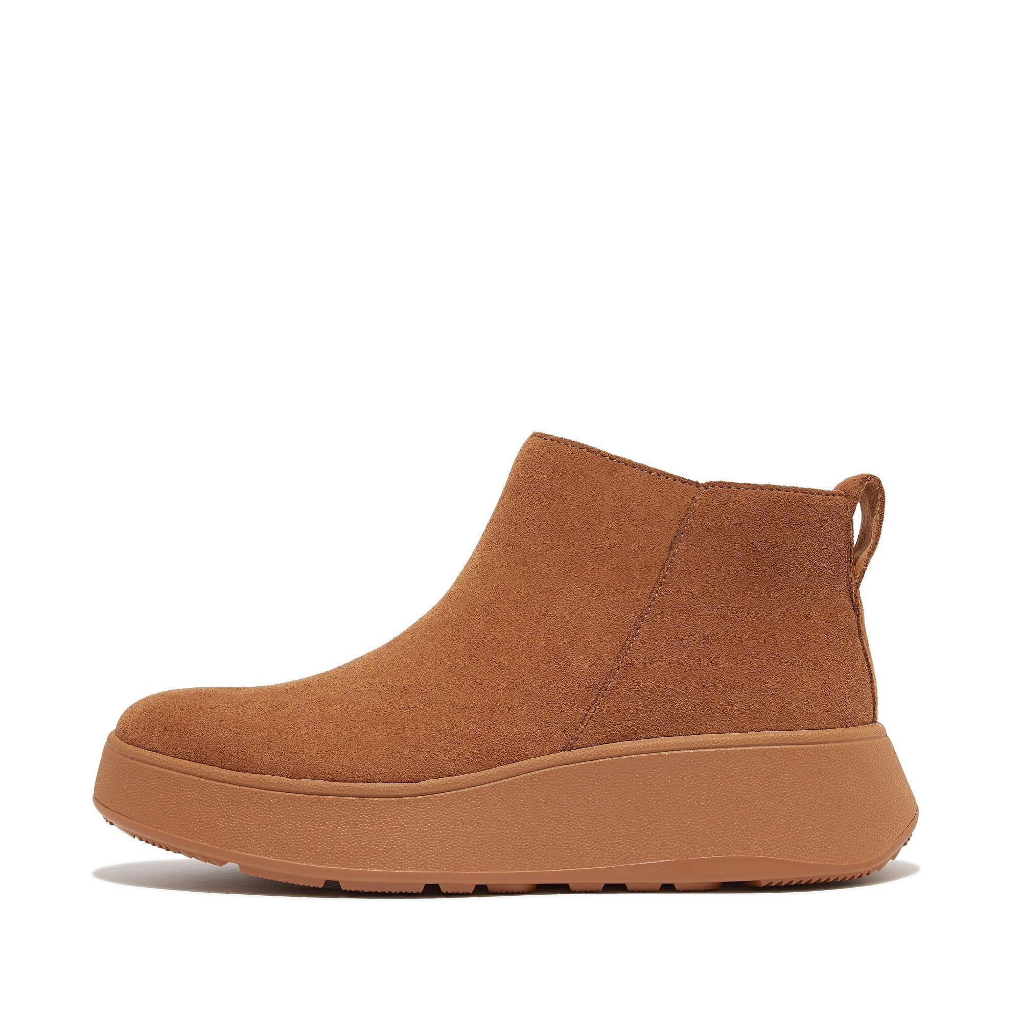 F-Mode Suede Flatform Zip Ankle Boots