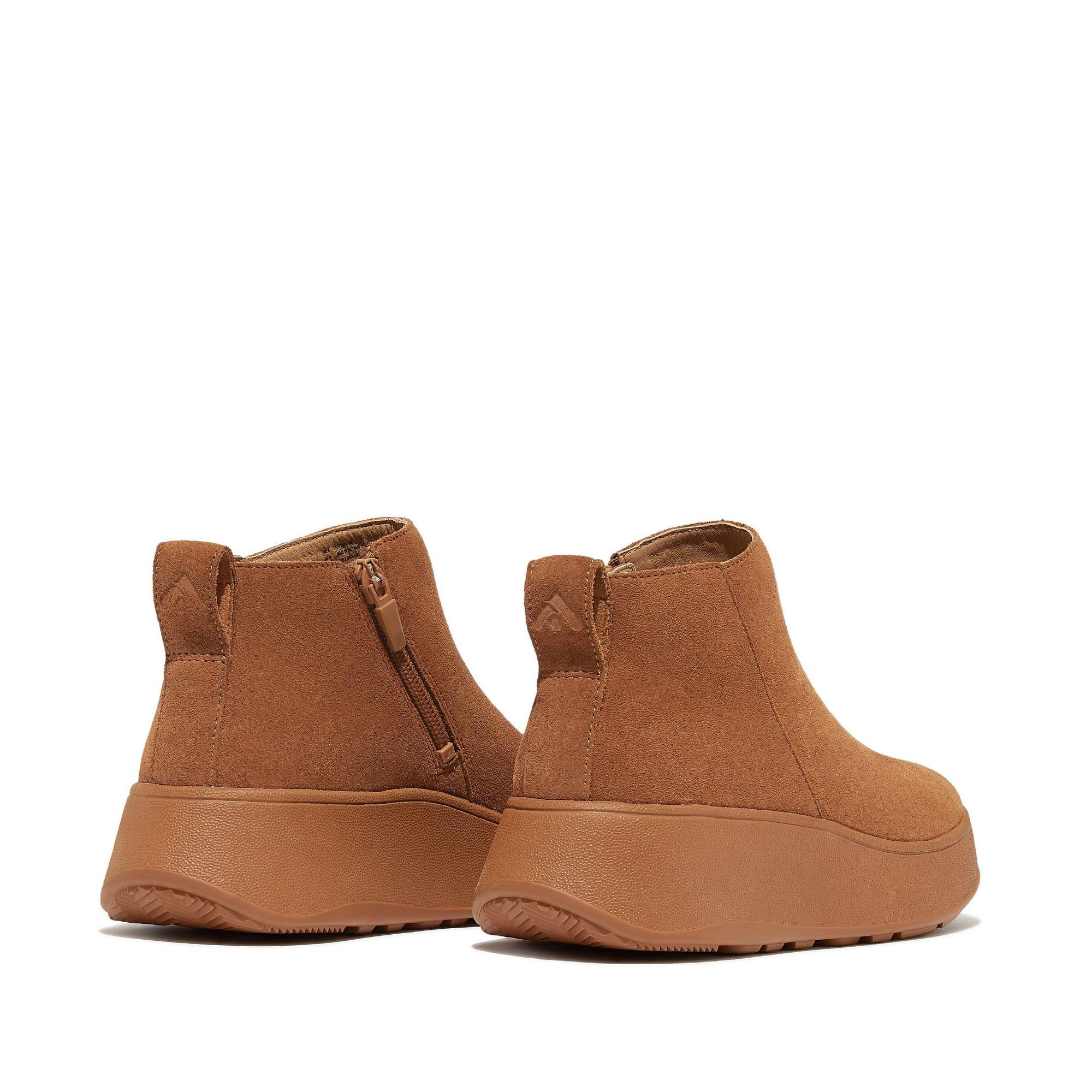 Tan - FitFlop - F-Mode Suede Flatform Zip Ankle Boots - 3