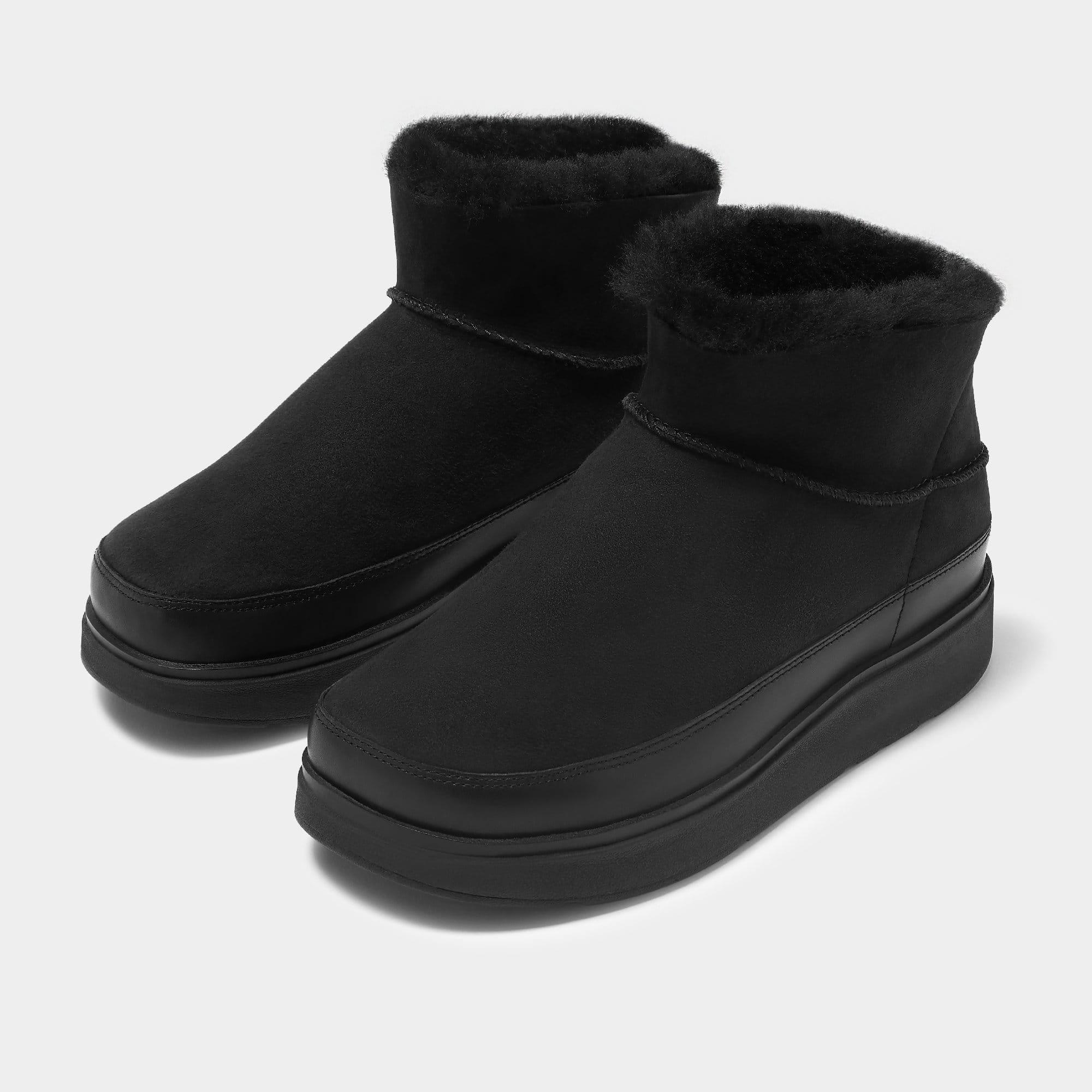 Zwart - FitFlop - Gen-FF Ultra Mini Double Faced Shearling Boots - 8