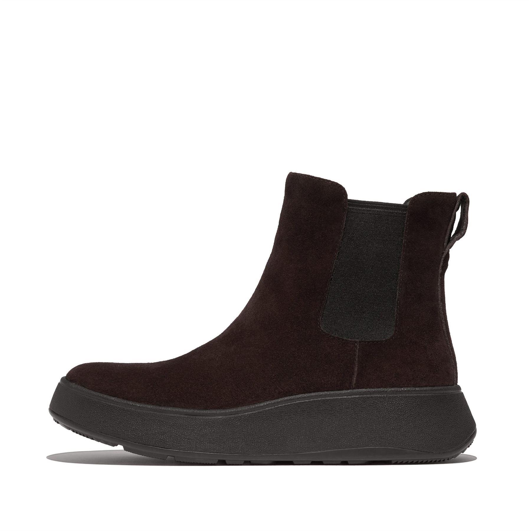 Brown - FitFlop - F-Mode Suede Flatform Chelsea Boots - 1