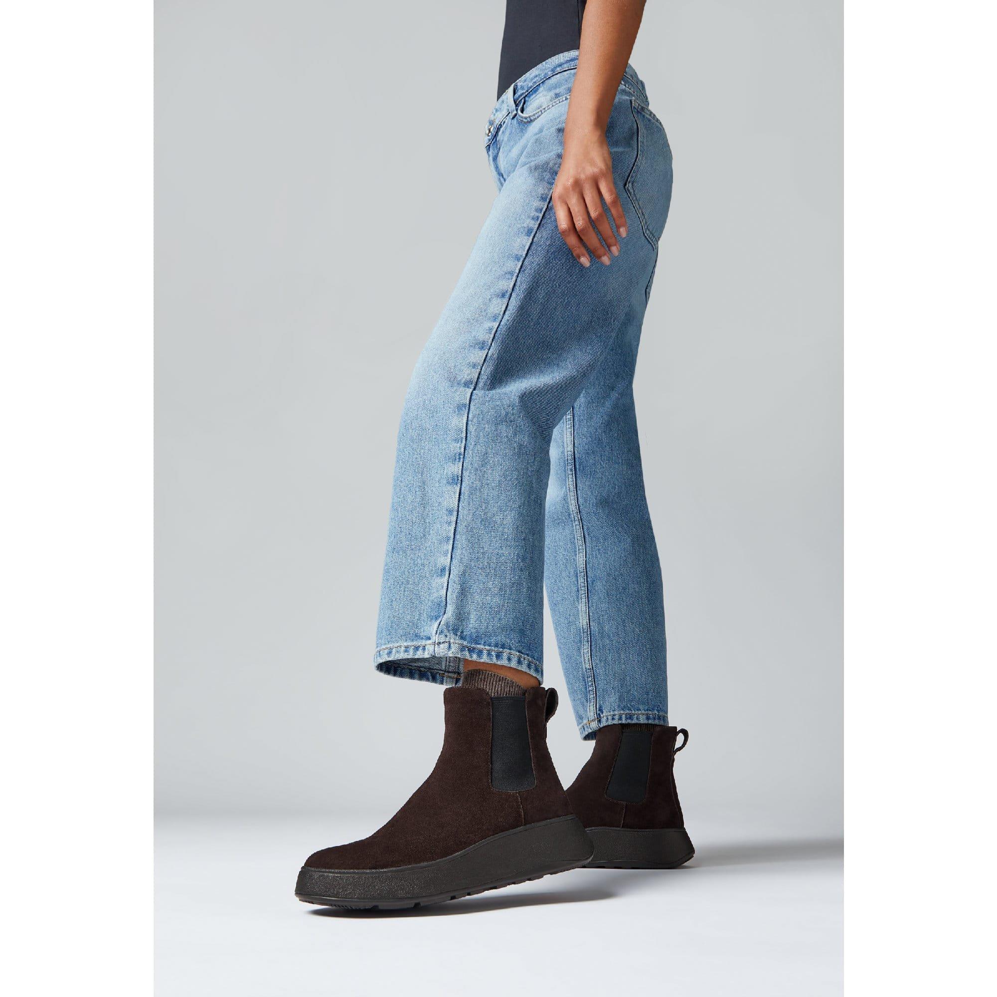 Brown - Fitflop - F-Mode Suede Flatform Chelsea Boots - 5