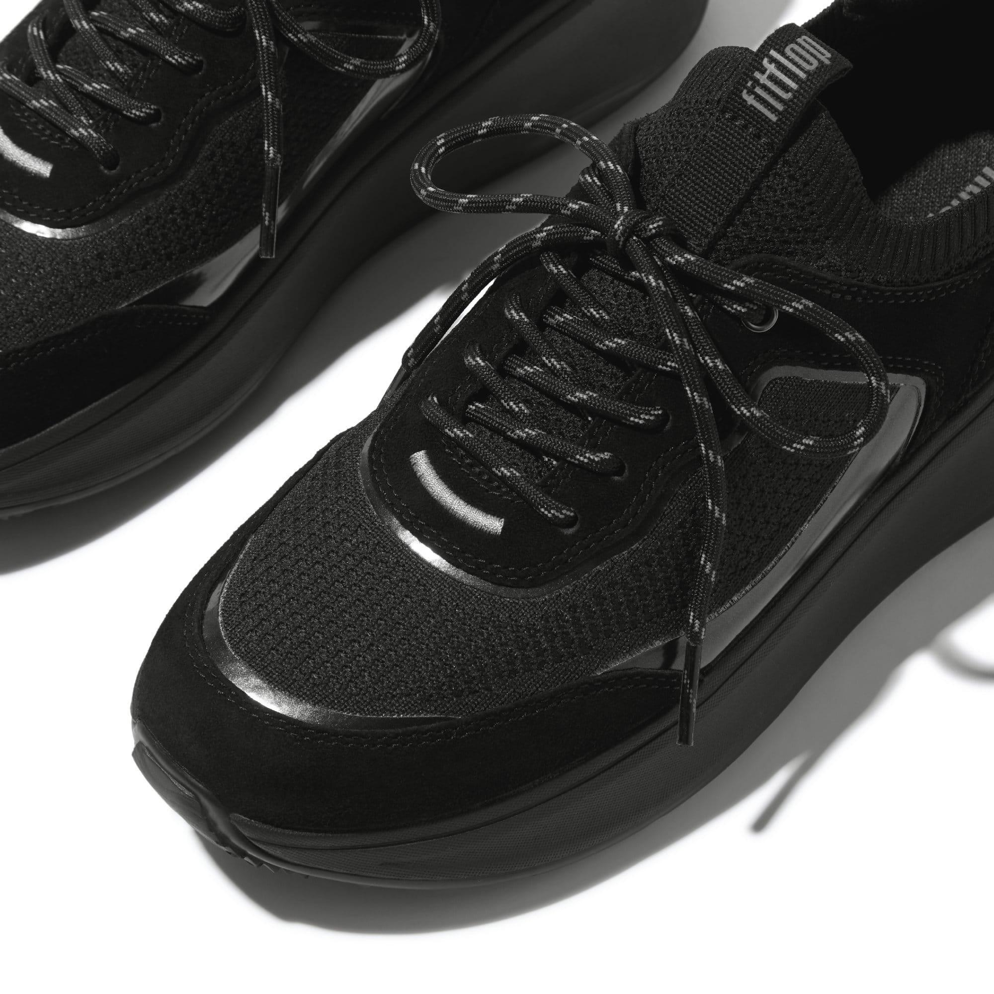 Black - Fitflop - F-Mode FlatForm Slip on Laced Trainers - 5