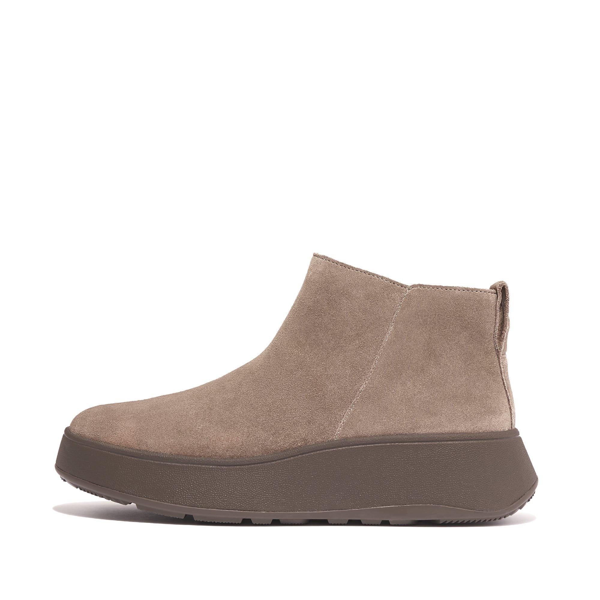 F-Mode Suede Flatform Zip Ankle Boots