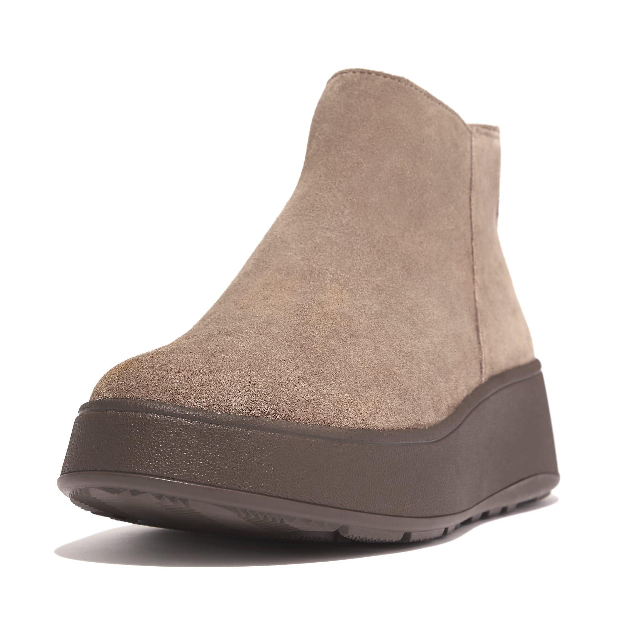 Grey - Fitflop - F-Mode Suede Flatform Zip Ankle Boots - 2