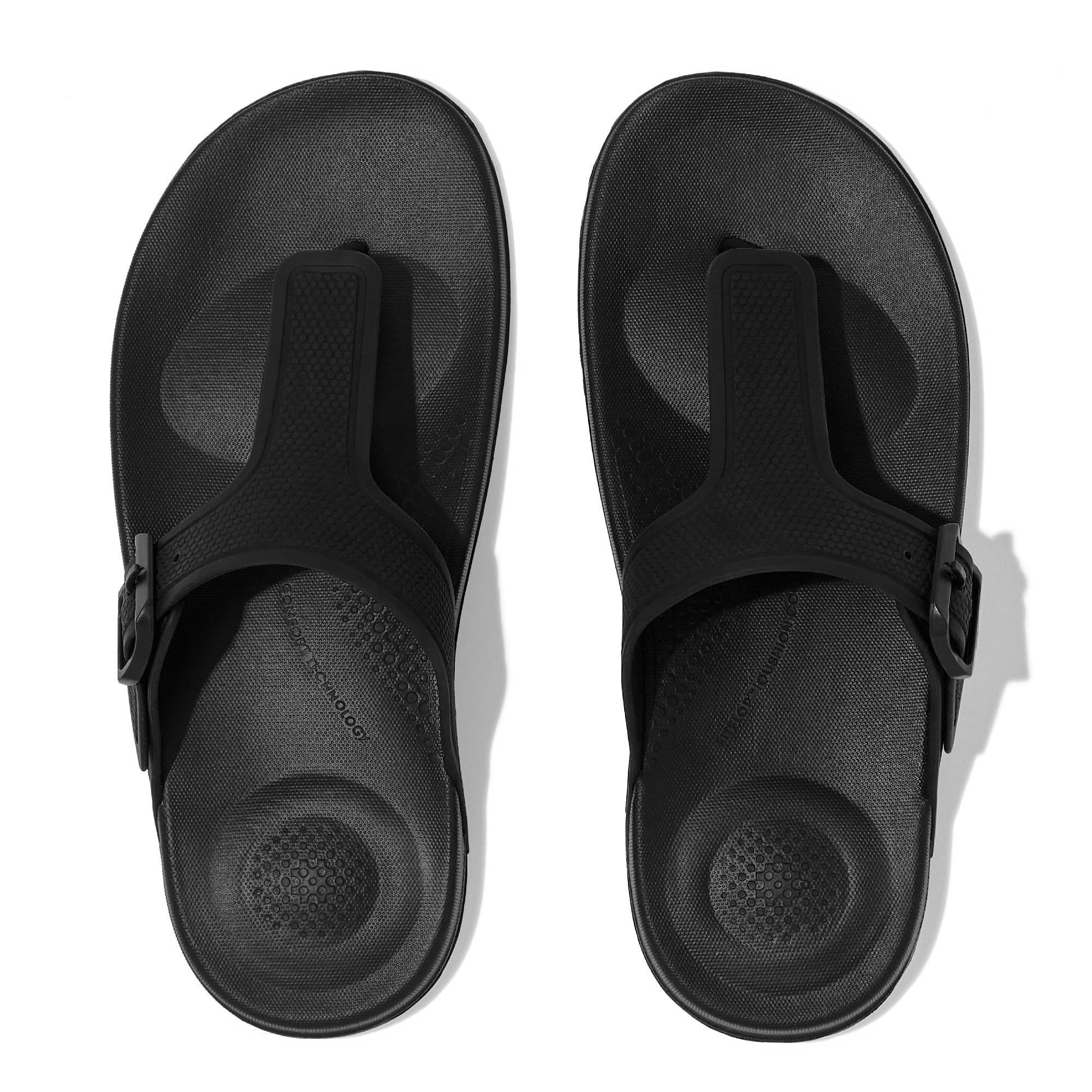 Black - Fitflop - iQushion Adjustable Buckle Flip-Flops - 2