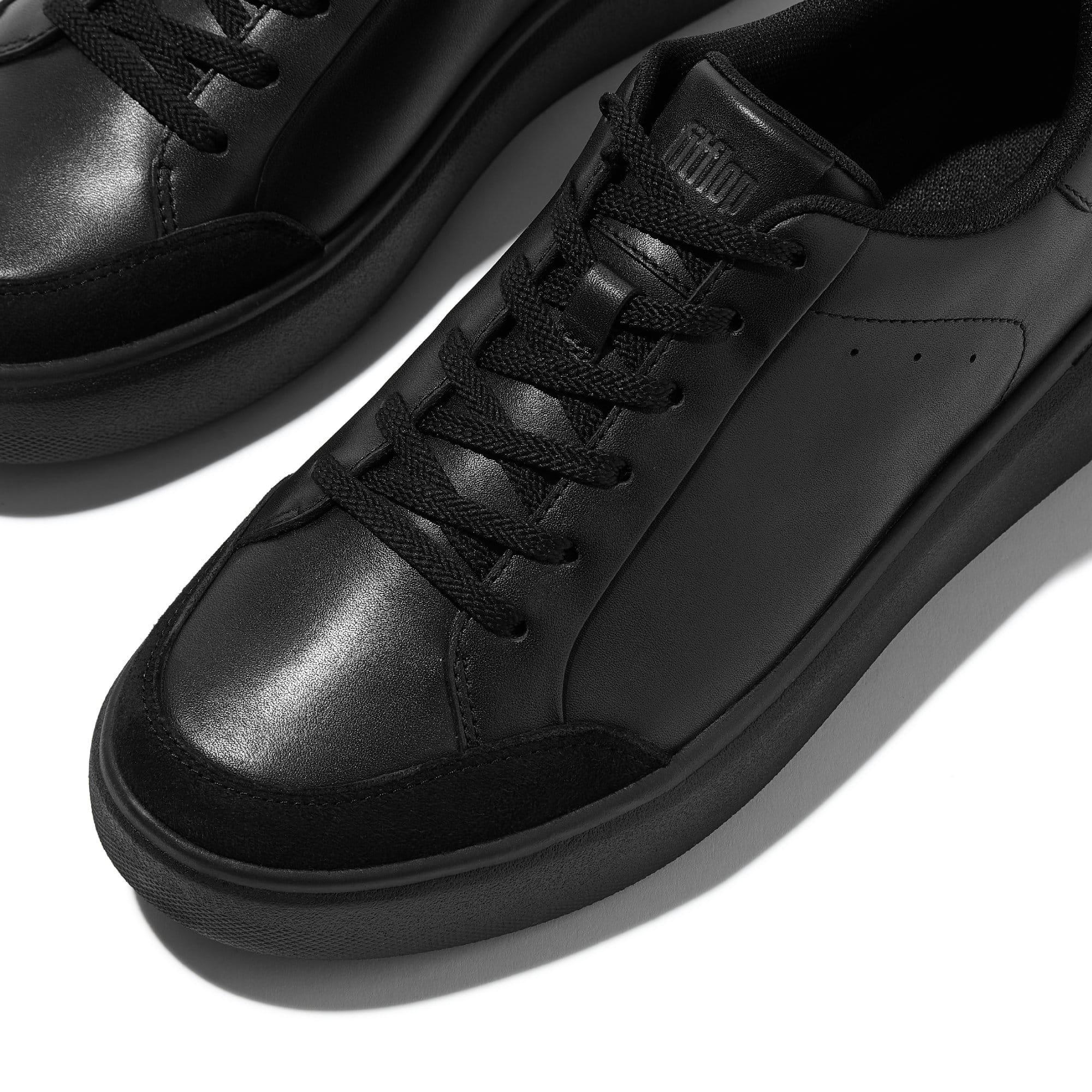 Black - Fitflop - RTG Leather/Suede Trainers - 5