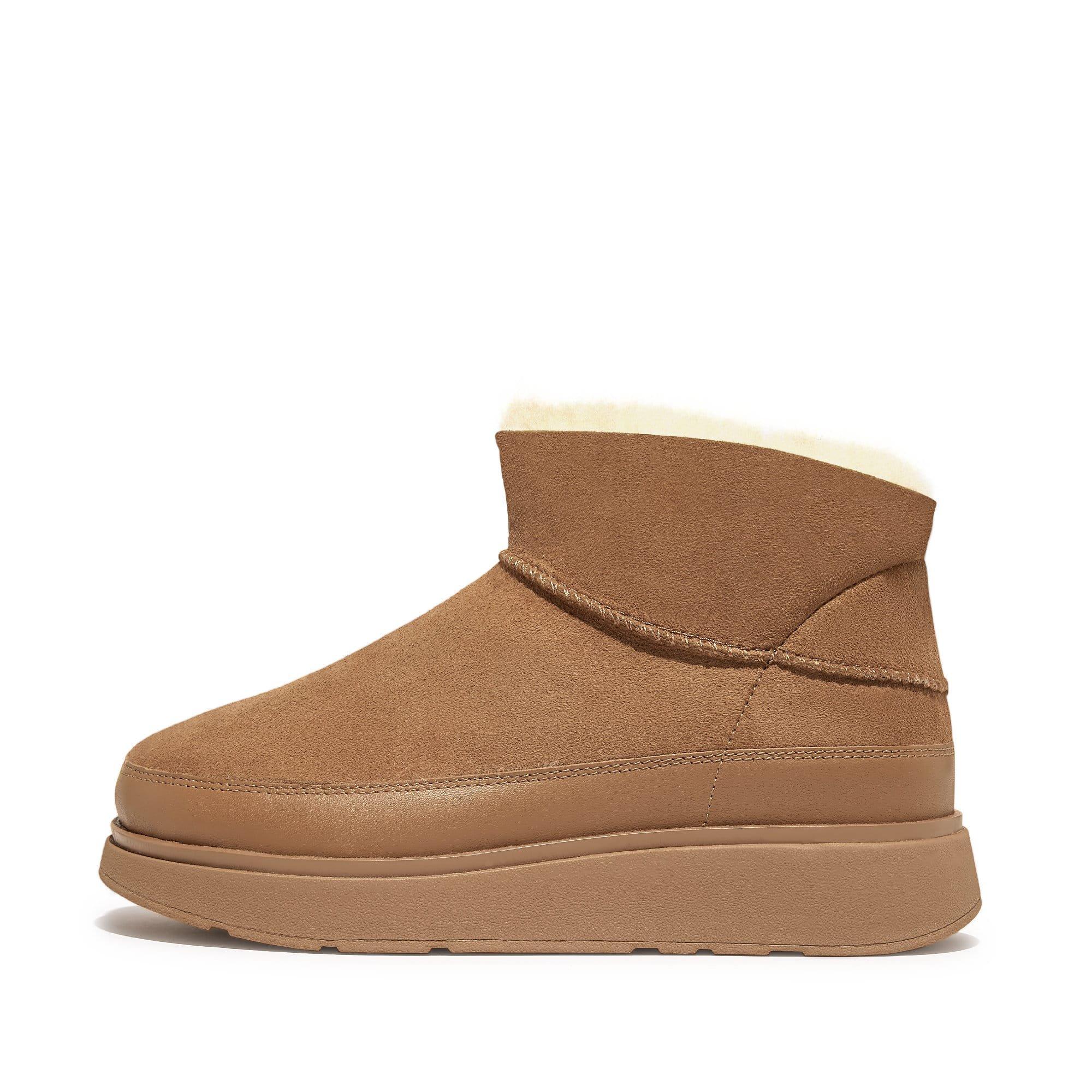 Tan - FitFlop - Gen-FF Ultra Mini Double Faced Shearling Boots - 1