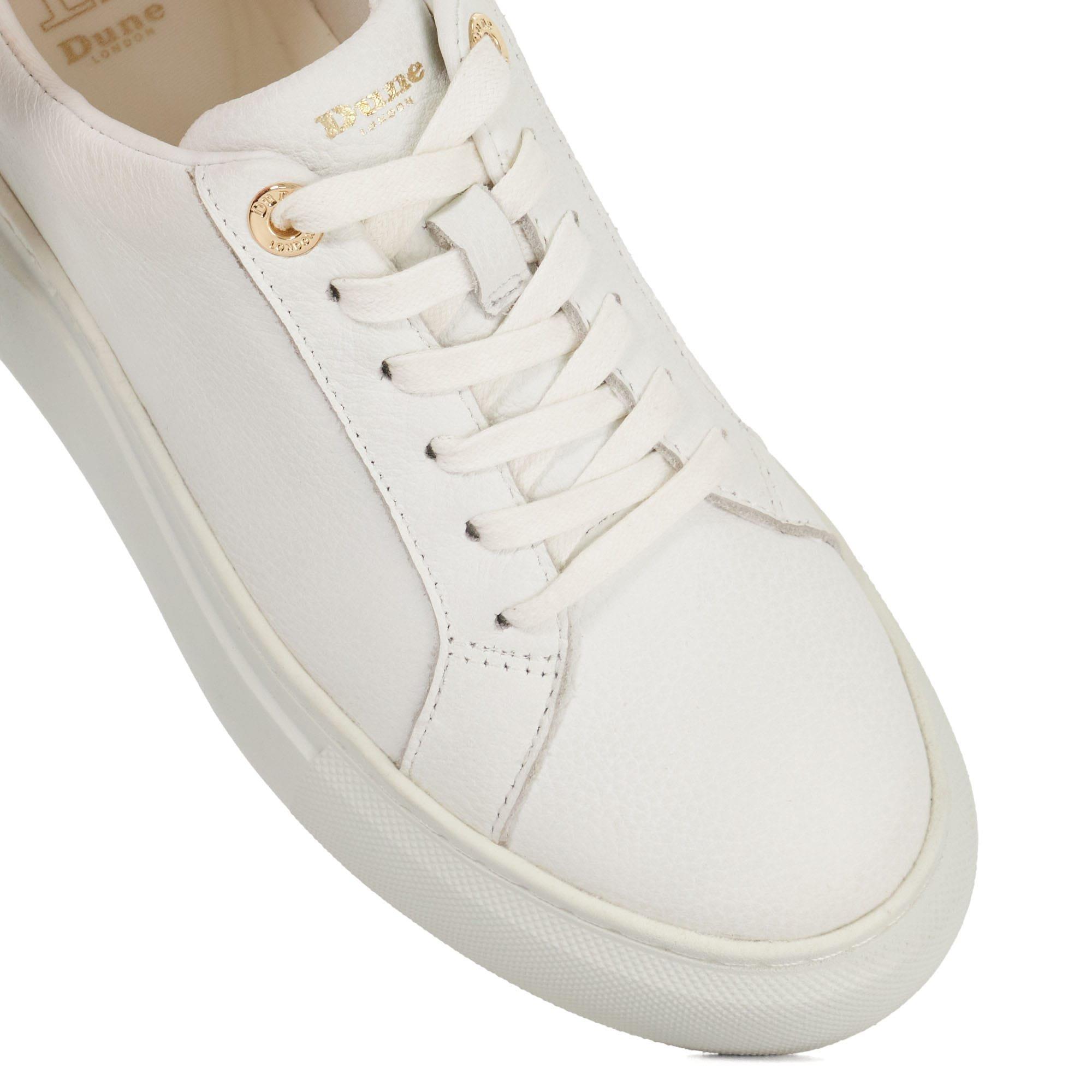 White - Dune London - Estrids Lace Up Branded Chunky Cupsole Trainers - 5