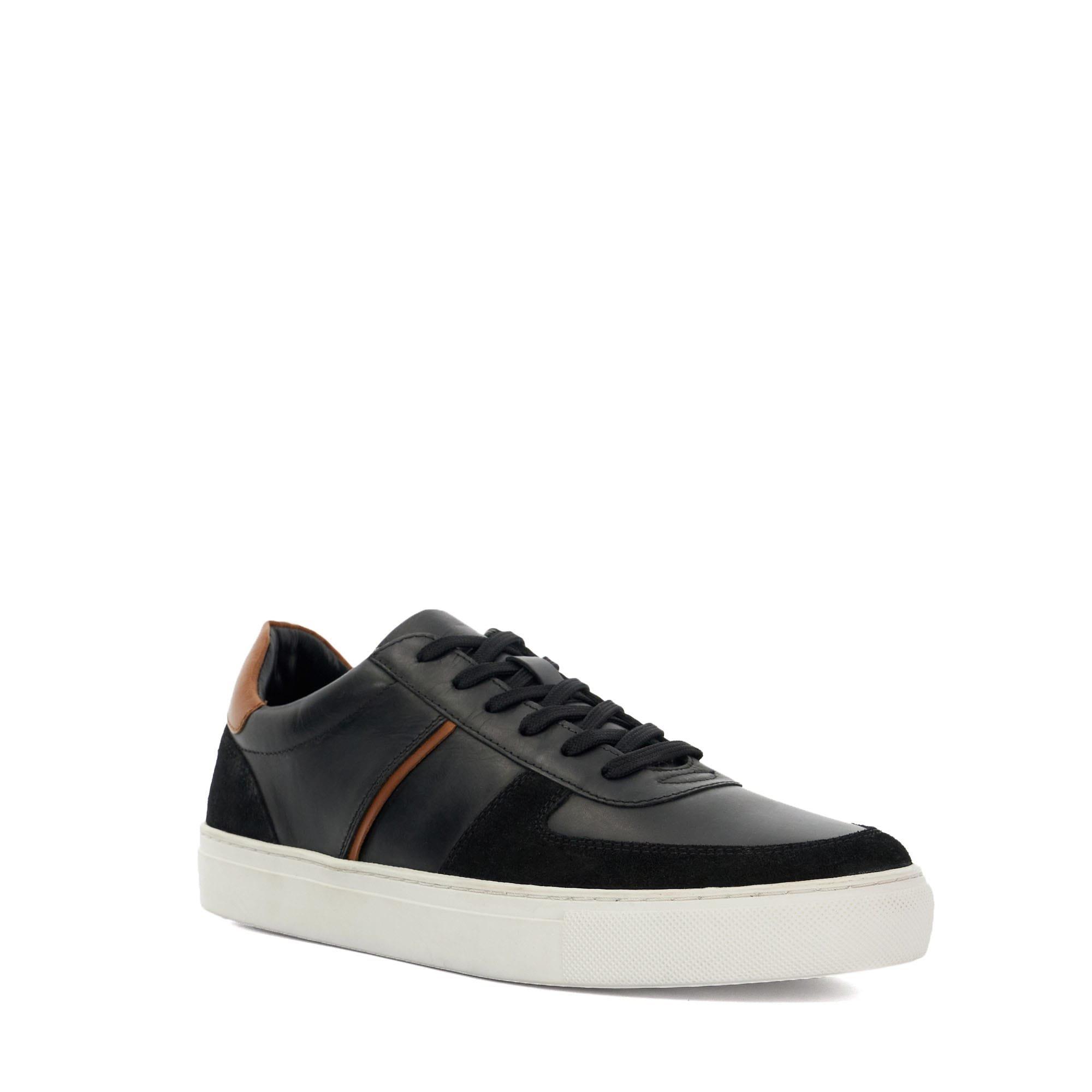 Black - Dune London - Theron Leather Panel Detail Trainers - 2