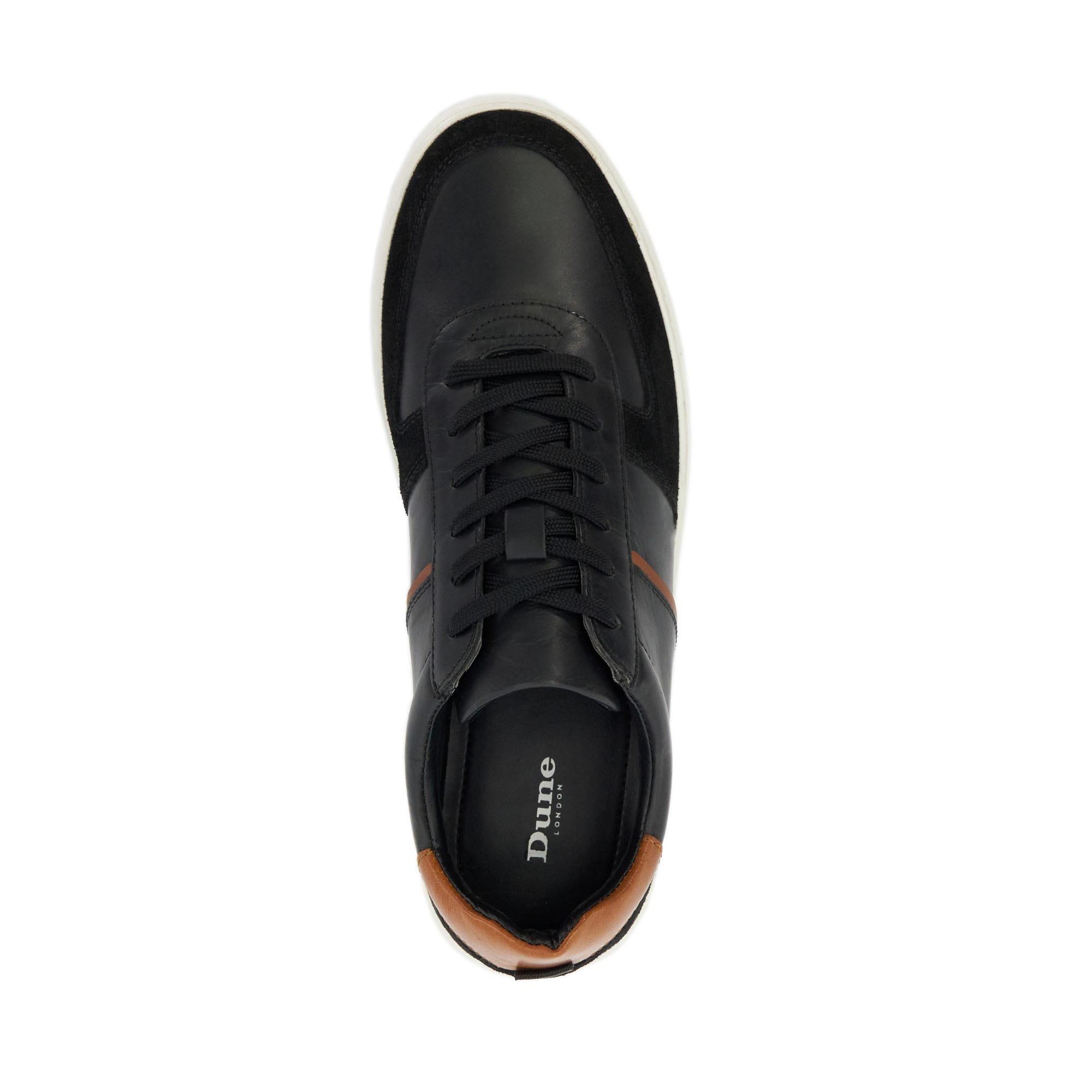 Black - Dune London - Theron Leather Panel Detail Trainers - 4