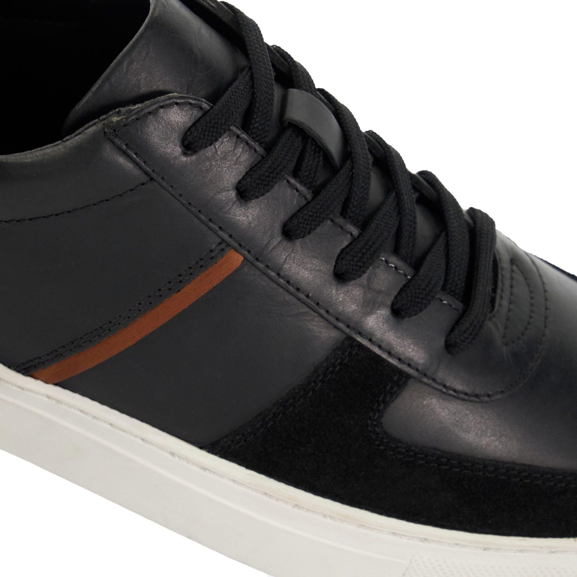 Black - Dune London - Theron Leather Panel Detail Trainers - 5
