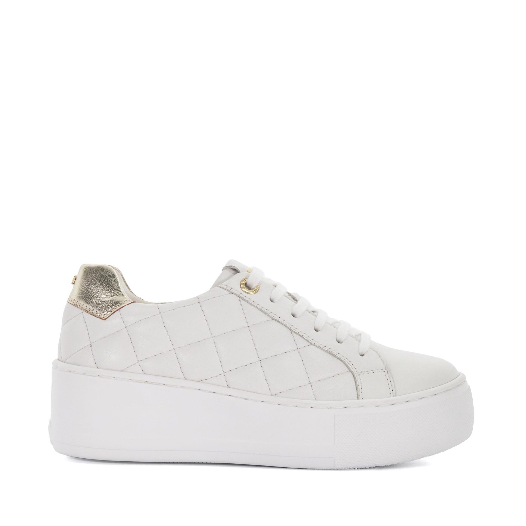 White - Dune London - Elizas Quilted Wedge Heel Trainers - 1