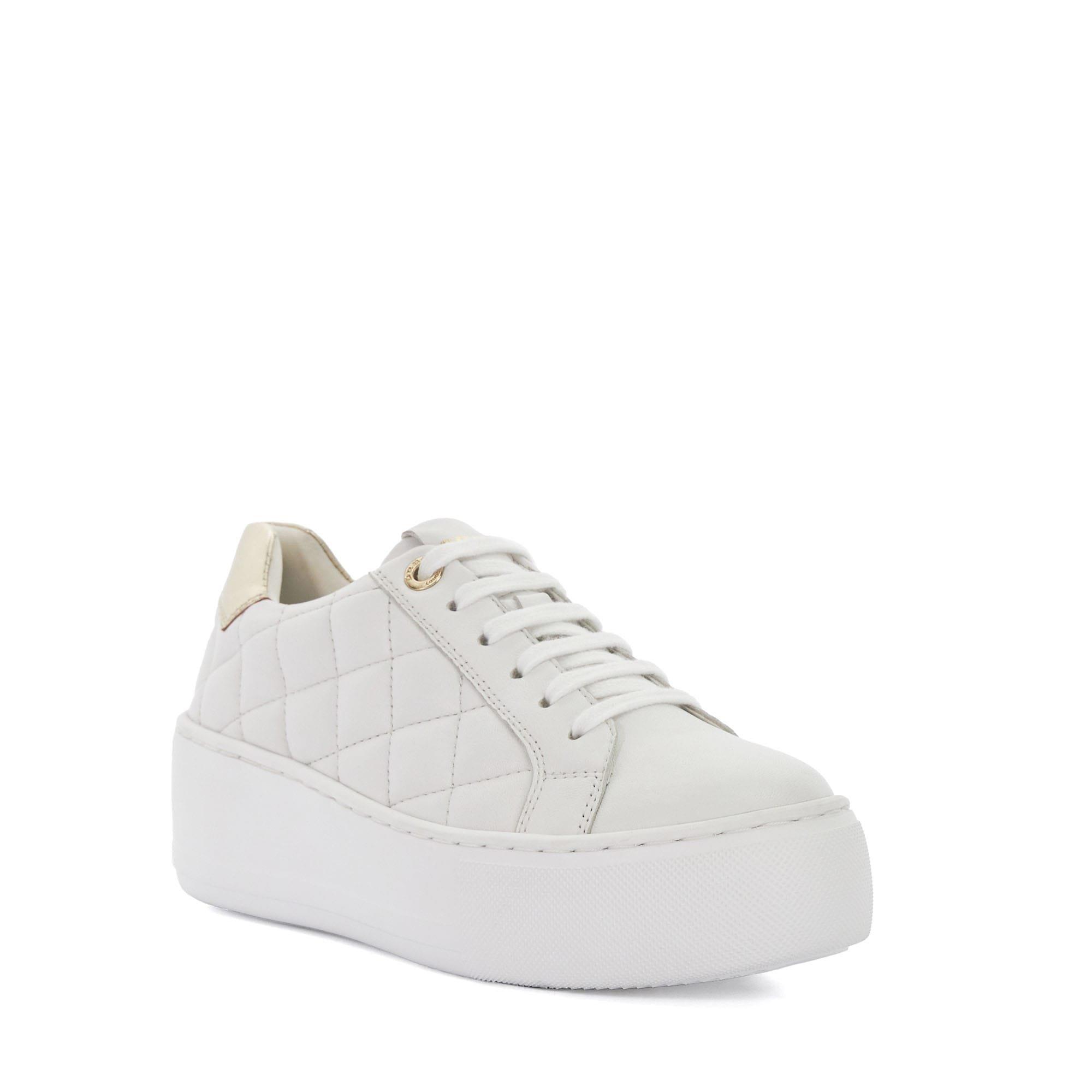 White - Dune London - Elizas Quilted Wedge Heel Trainers - 2