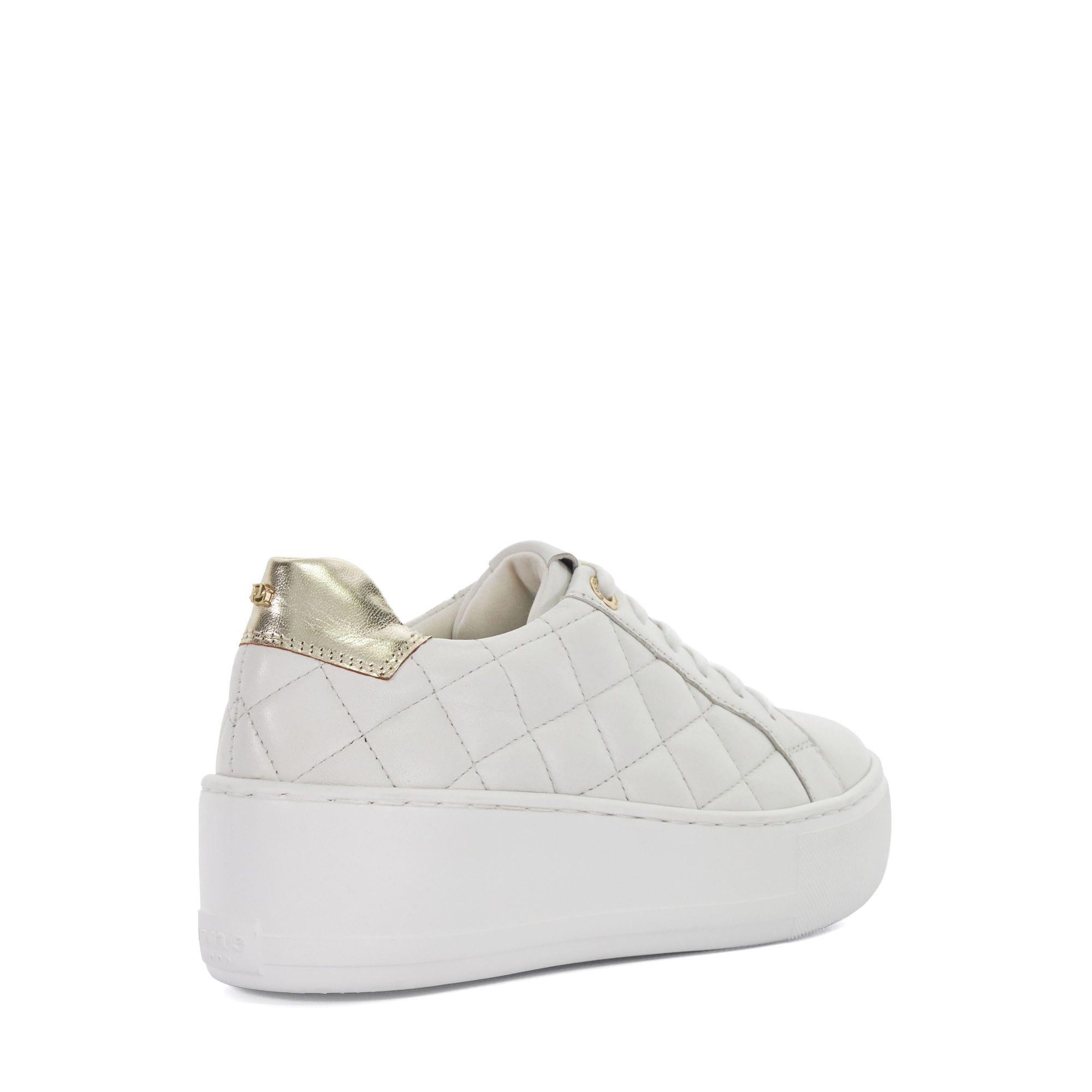 White - Dune London - Elizas Quilted Wedge Heel Trainers - 3
