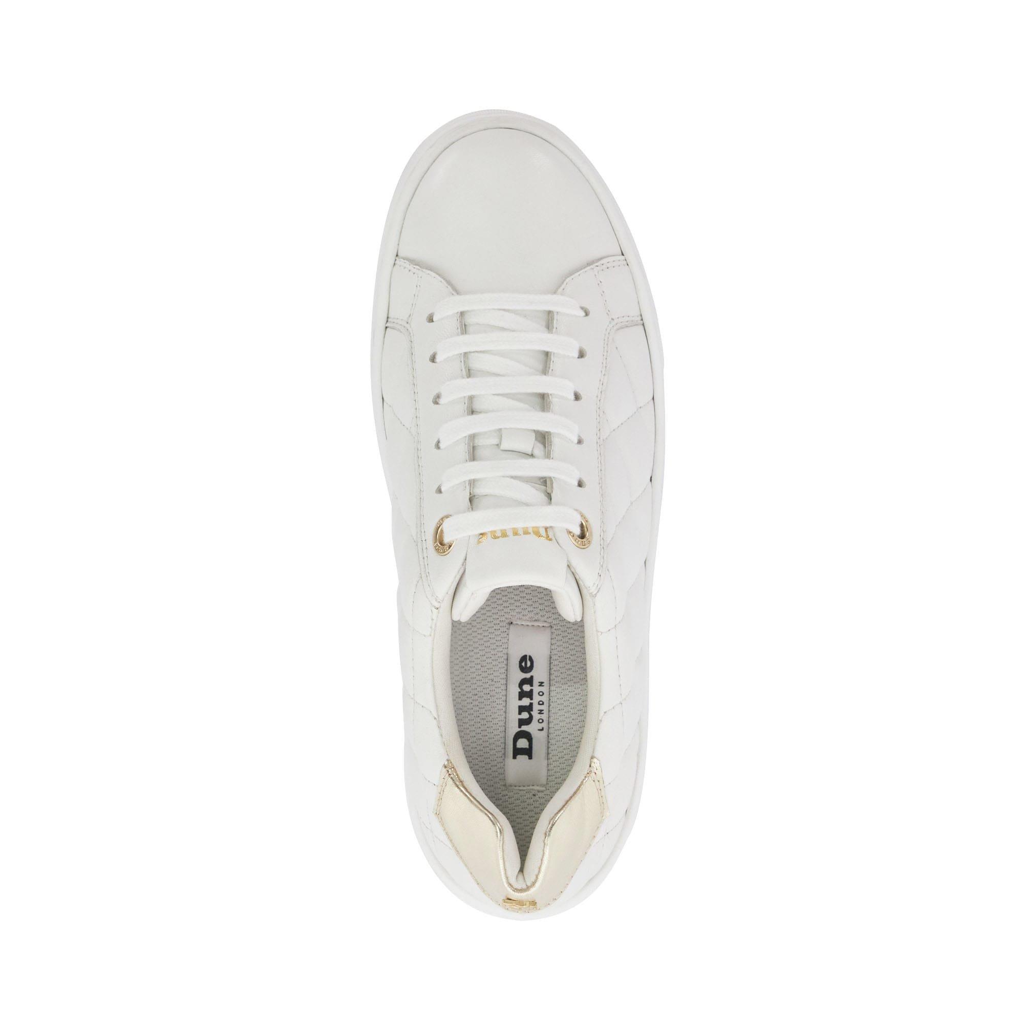 White - Dune London - Elizas Quilted Wedge Heel Trainers - 4