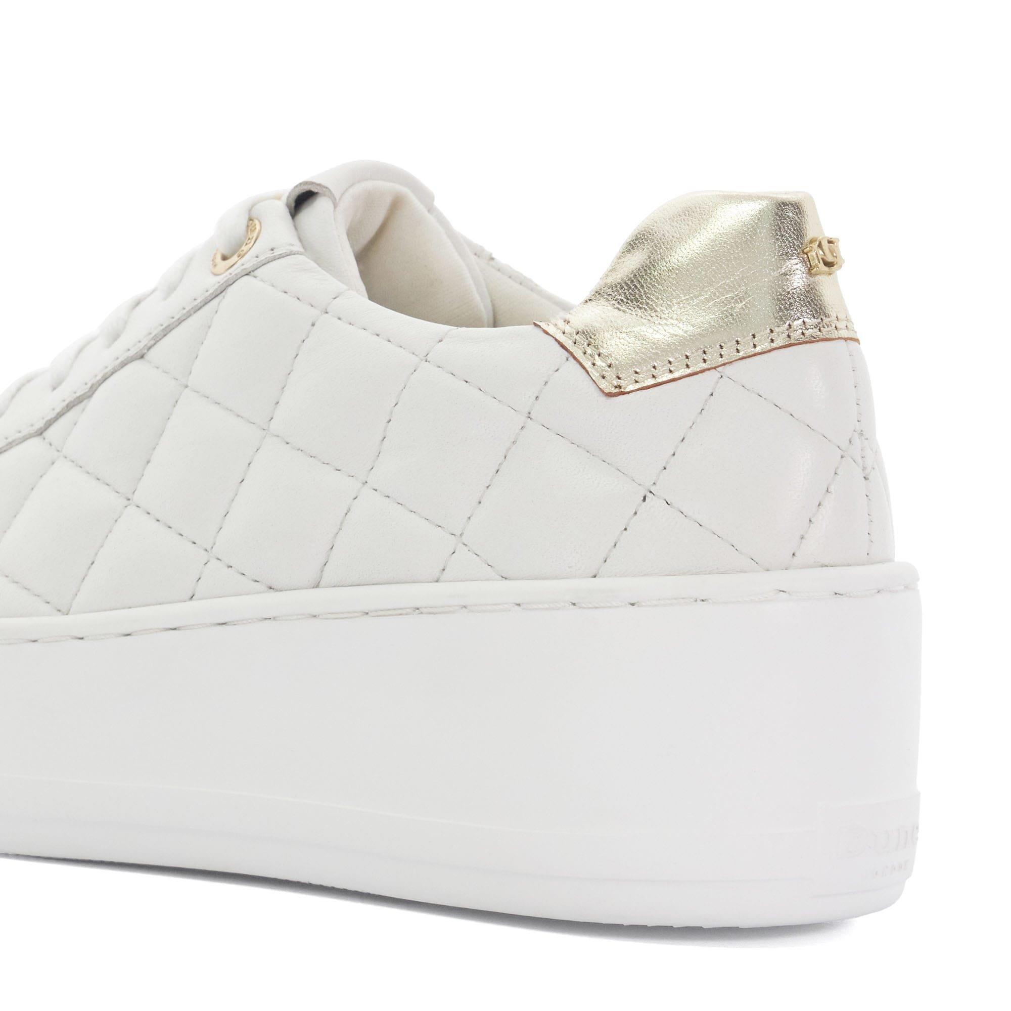 White - Dune London - Elizas Quilted Wedge Heel Trainers - 5